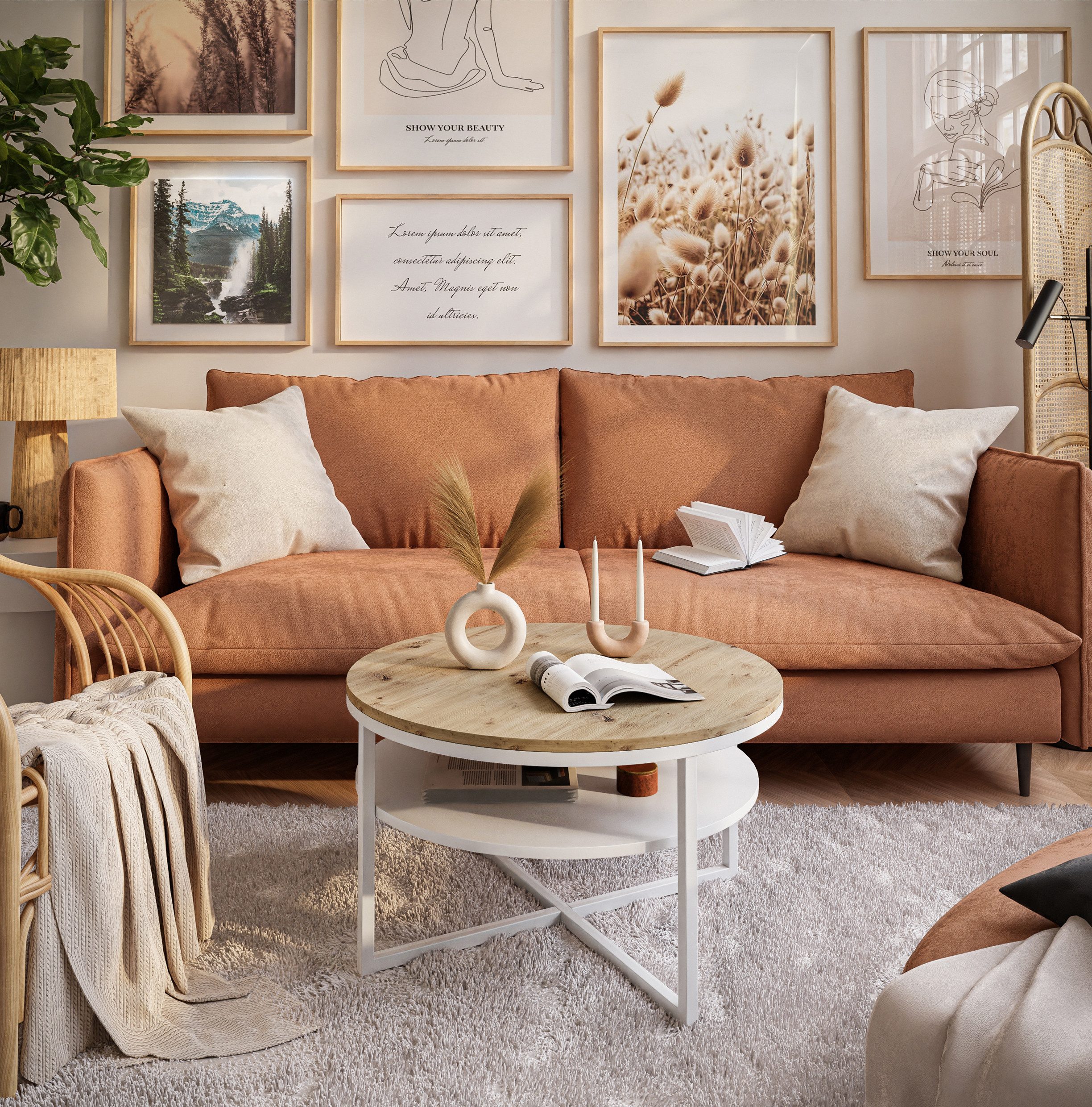 Lookway Couchtisch CIRI-X LOFT mit Ablage (1 Tisch), Durchmesser: ⌀ 70 cm günstig online kaufen