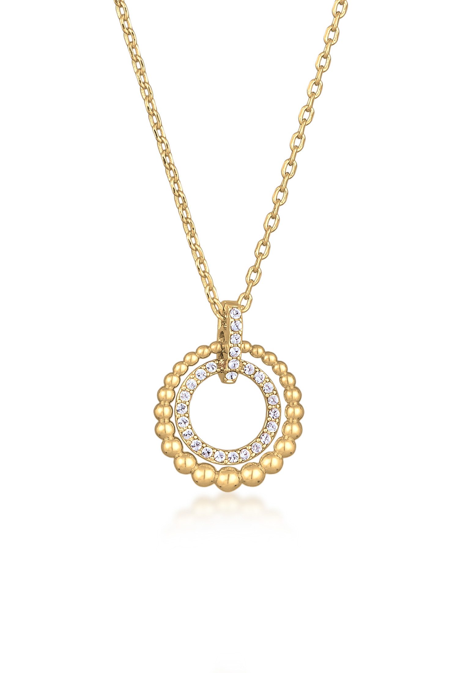 Elli Kette mit Anhänger Kreis Kristalle Anhänger Silberfarben für Damen, Ku günstig online kaufen