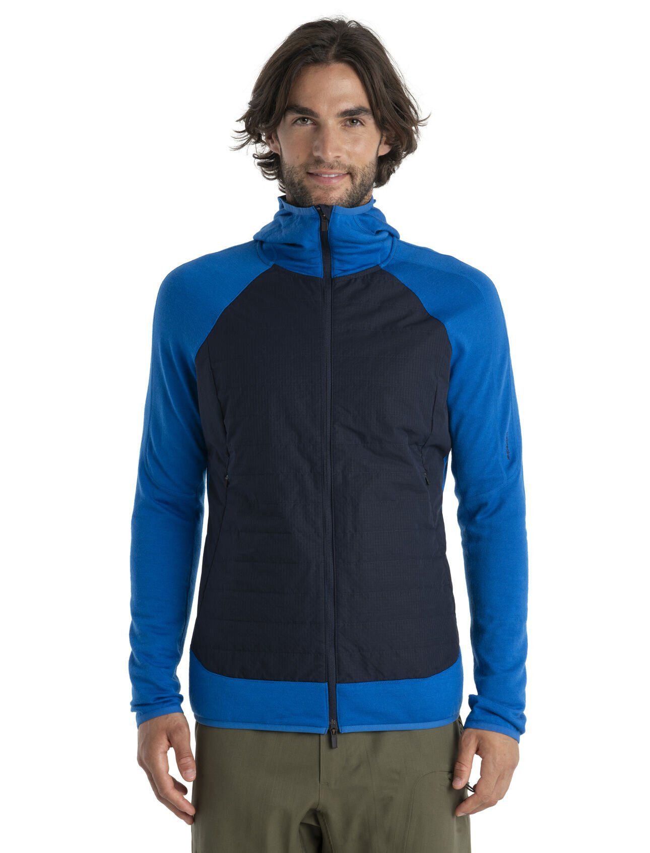 Icebreaker Hybridjacke Hybrid-Kapuzenjacke Merinomix Quantum Hybrid Zip-Hoodie - blau Herren