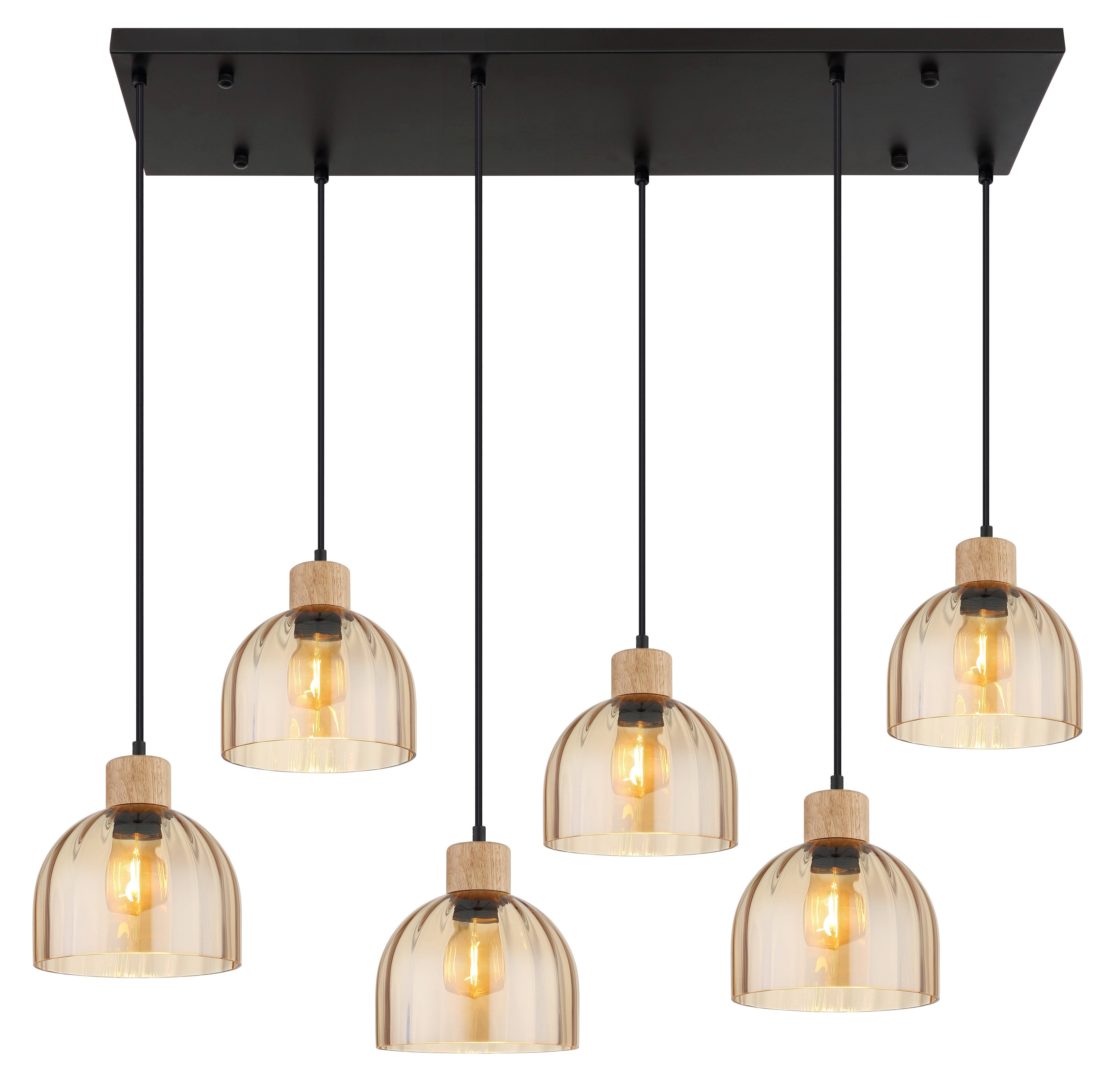 GLOBO LIGHTING Hängeleuchte SWANSON, ohne Leuchtmittel, Hängeleuchte mit Glas amber, warmes Licht, stilvoll elegant