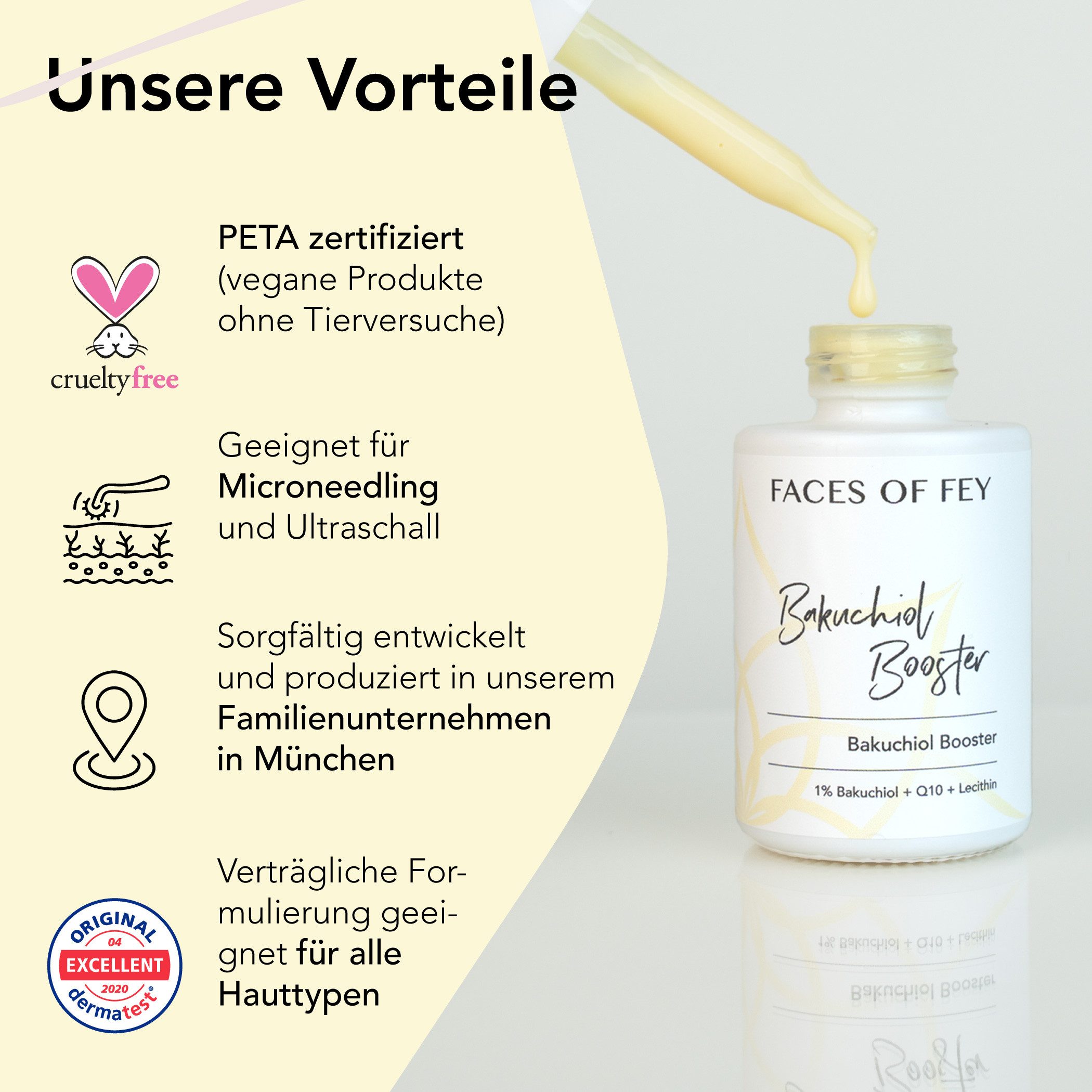 FACES OF FEY Gesichtsserum 1% Bakuchiol Booster, Microneedling geeignet
