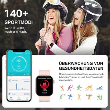 DDXCAW IP68 Wasserdicht Damen's und Herren's Telefonfunktion Fitness Tracker Smartwatch (1,85 Zoll, Android/iOS), Mit 140+ Sportmodi Impermeabile Herzfrequenzmonitor/Schlafmonitor