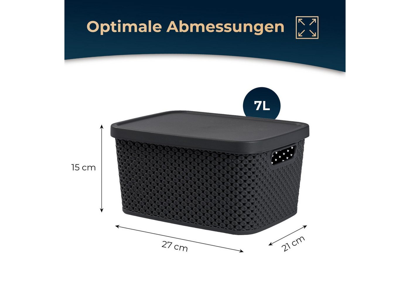 Thumbnail - astor24 Aufbewahrungsbox 3er Set Aufbewahrungskorb mit Deckel Box Kiste Regalkorb Organizer (3er Set), erhältlich in 4 G...
