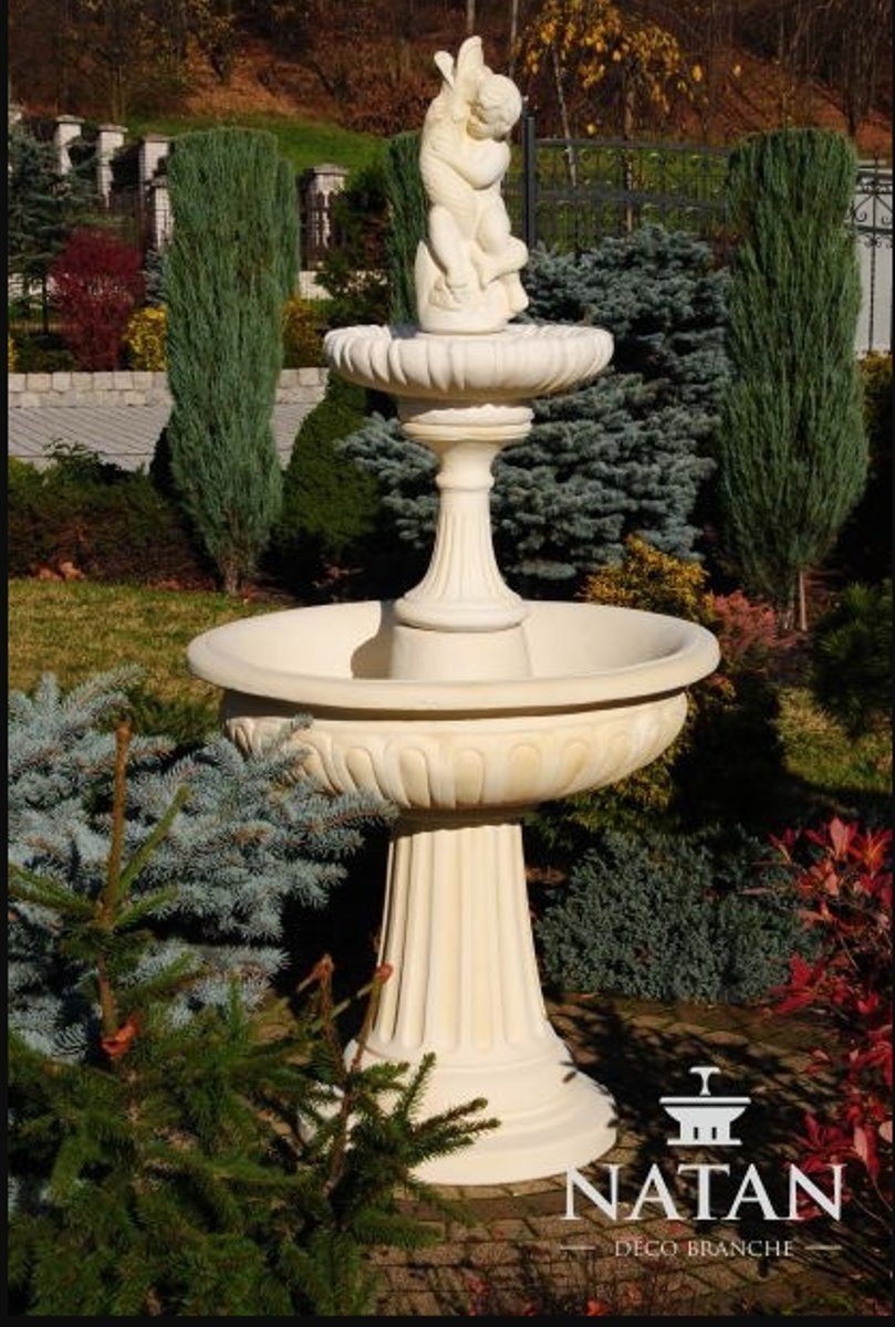 JVmoebel Skulptur Springbrunnen Froschbrunnen Steinbrunnen Gartenbrunnen Fontaine