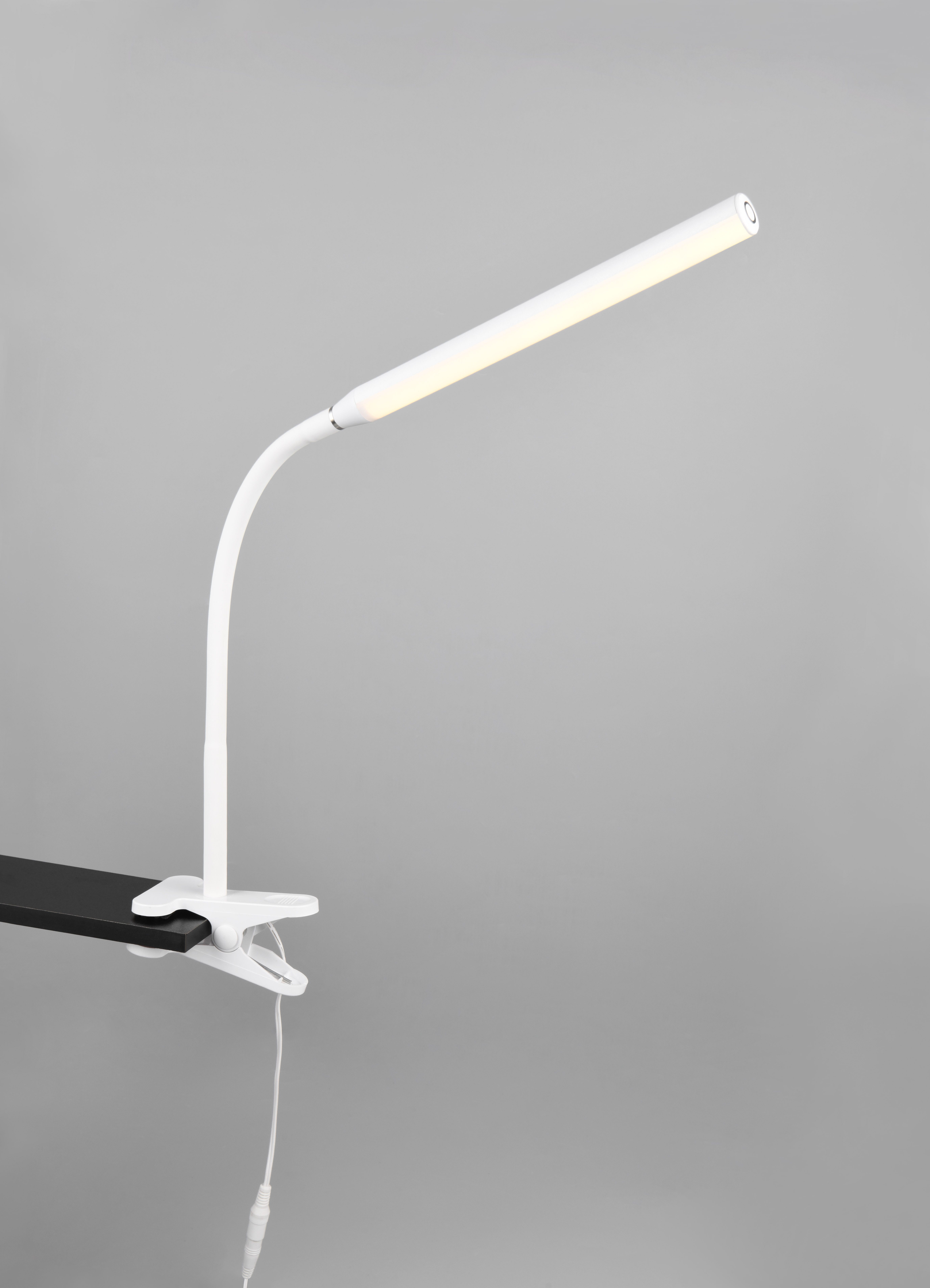Reality Leuchten LED Klemmleuchte NEVADA, 5W 600 Lumen CCT 3000-4000-5000K wamweiß-kaltweiß, Dimmfunktion, Ein-/Ausschalter, Memoryfunktion, LED fest integriert, Farbwechsler, warmweiß - kaltweiß, Lichtfarbe einstellbar dimmbar per Sensordimmer schwenkbare Klemmlampe