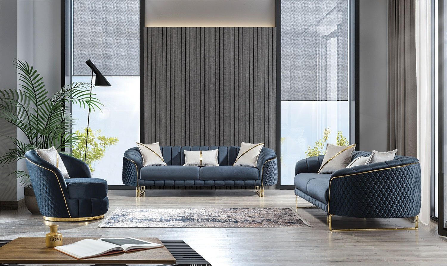 Viva Möbel Sofa AQUA, Luxuriöses und elegantes Sofa-Set für jeden Wohnstil.