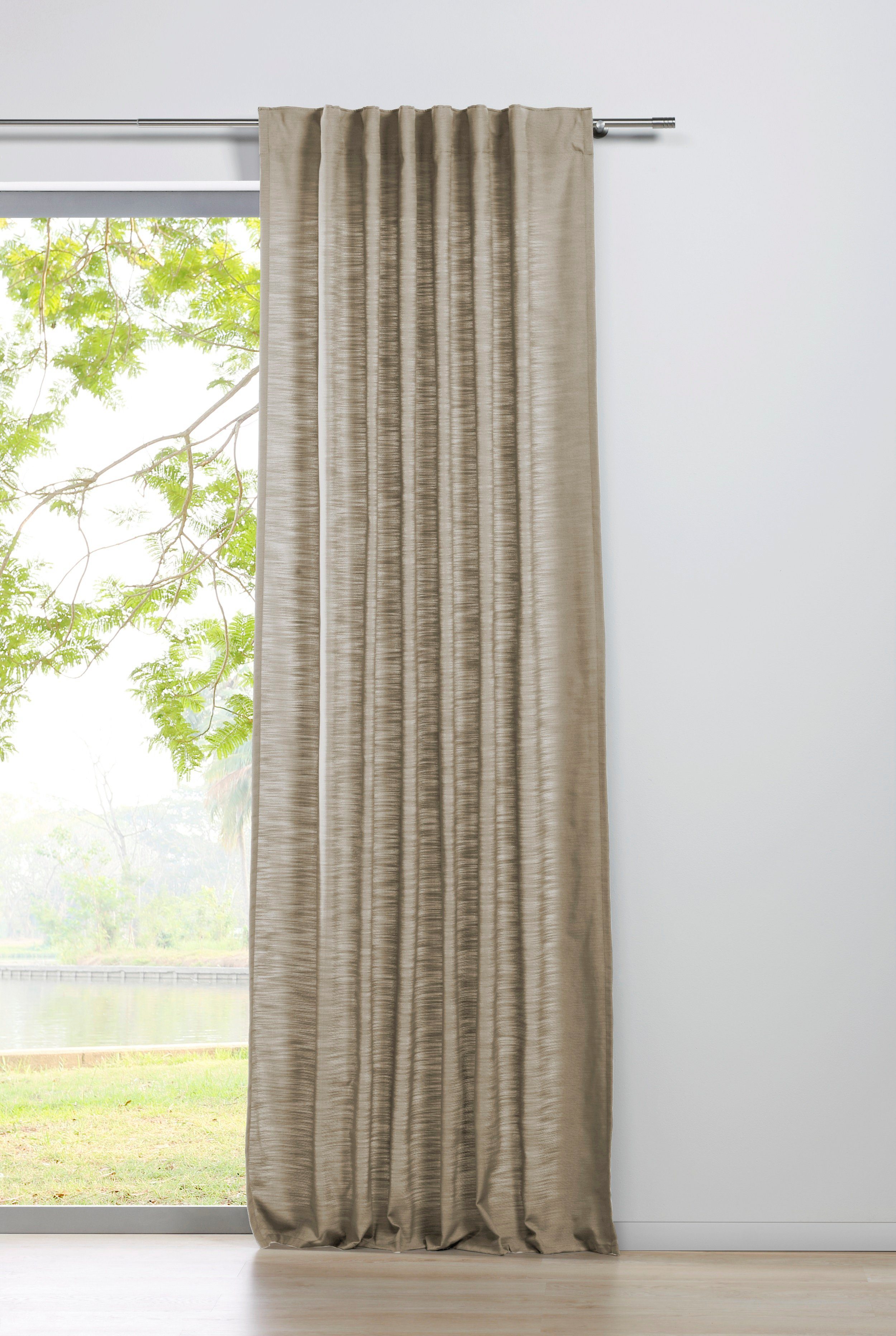 ondeco, 100% Balance, moderner (1 Schlaufenschal St), Vorhang Polyester, Beige verdeckte Schlaufen