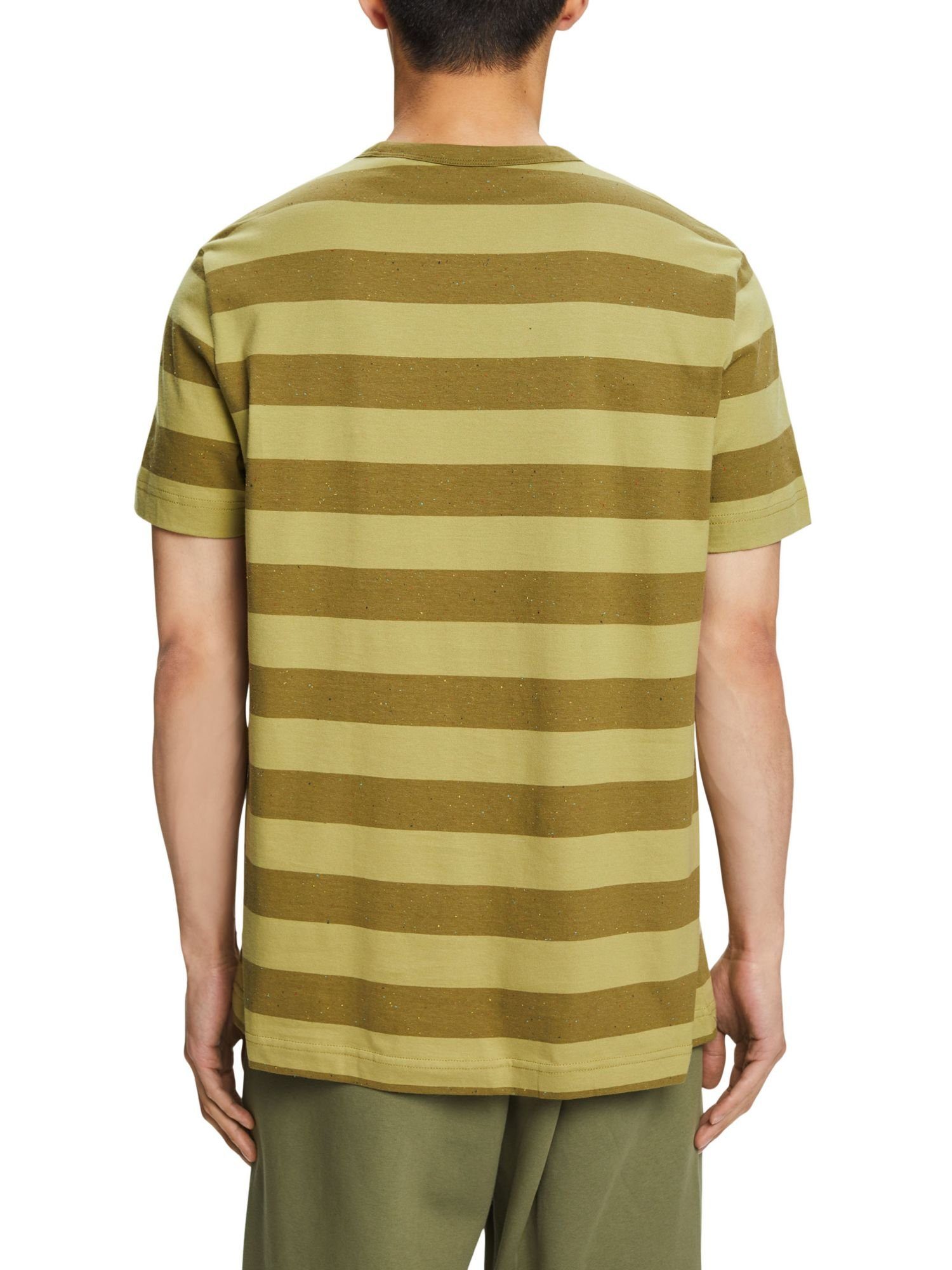 OLIVE T-Shirt Esprit by (1-tlg) Knötchengarn T-Shirt mit edc Gestreiftes