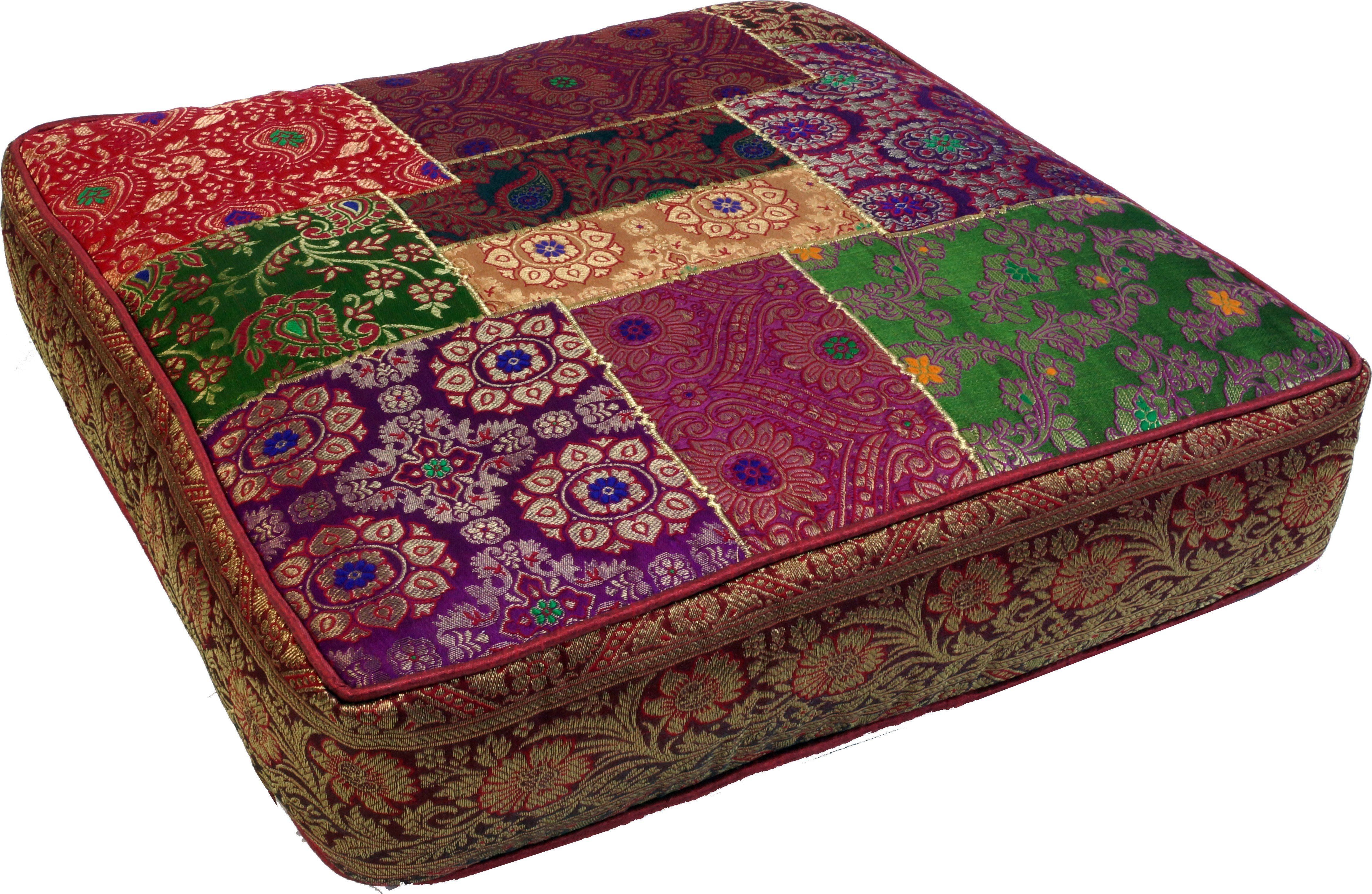 Guru-Shop Sitzkissen Orientalisches eckiges Patchwork Kissen 40 cm,..