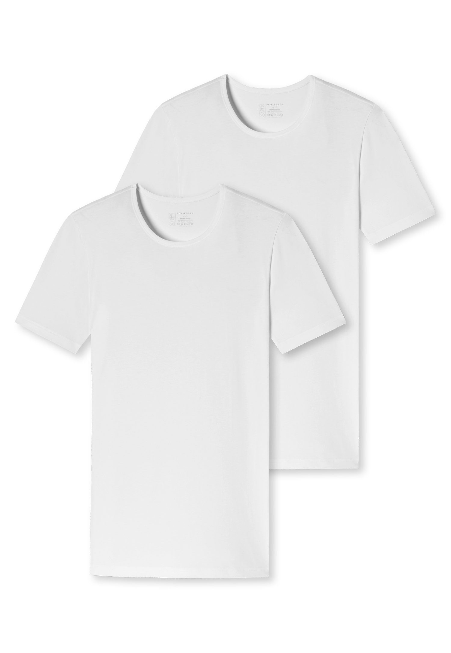 Schiesser Unterhemd (2er-Pack) mit rundem Halsausschnitt weiß