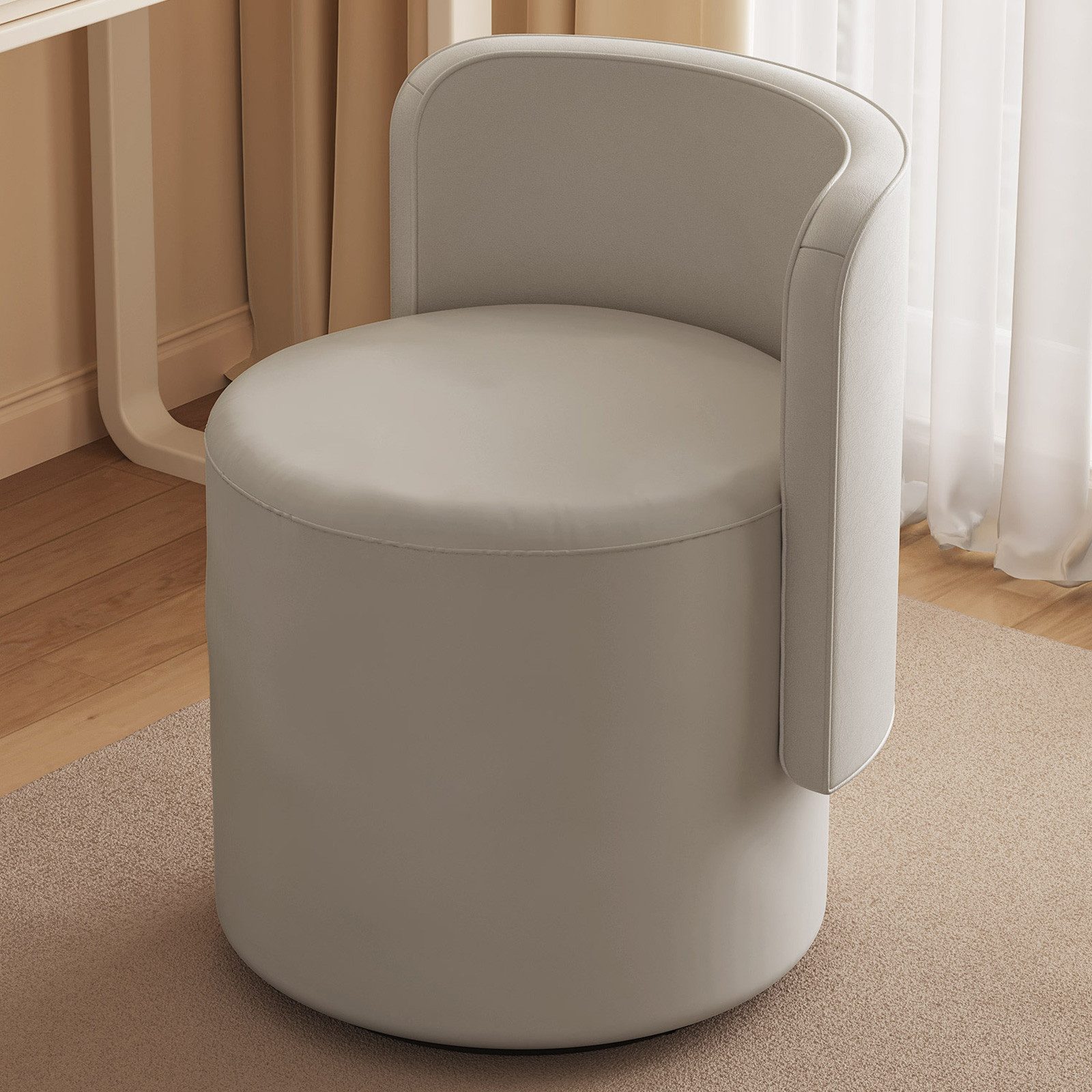 Guyii Polsterhocker drehbarer Schminkhocker mit Rückenlehne, 53,4 x 50,5 x 68,5 cm (1 St), runder Hocker aus PU-Kunstleder