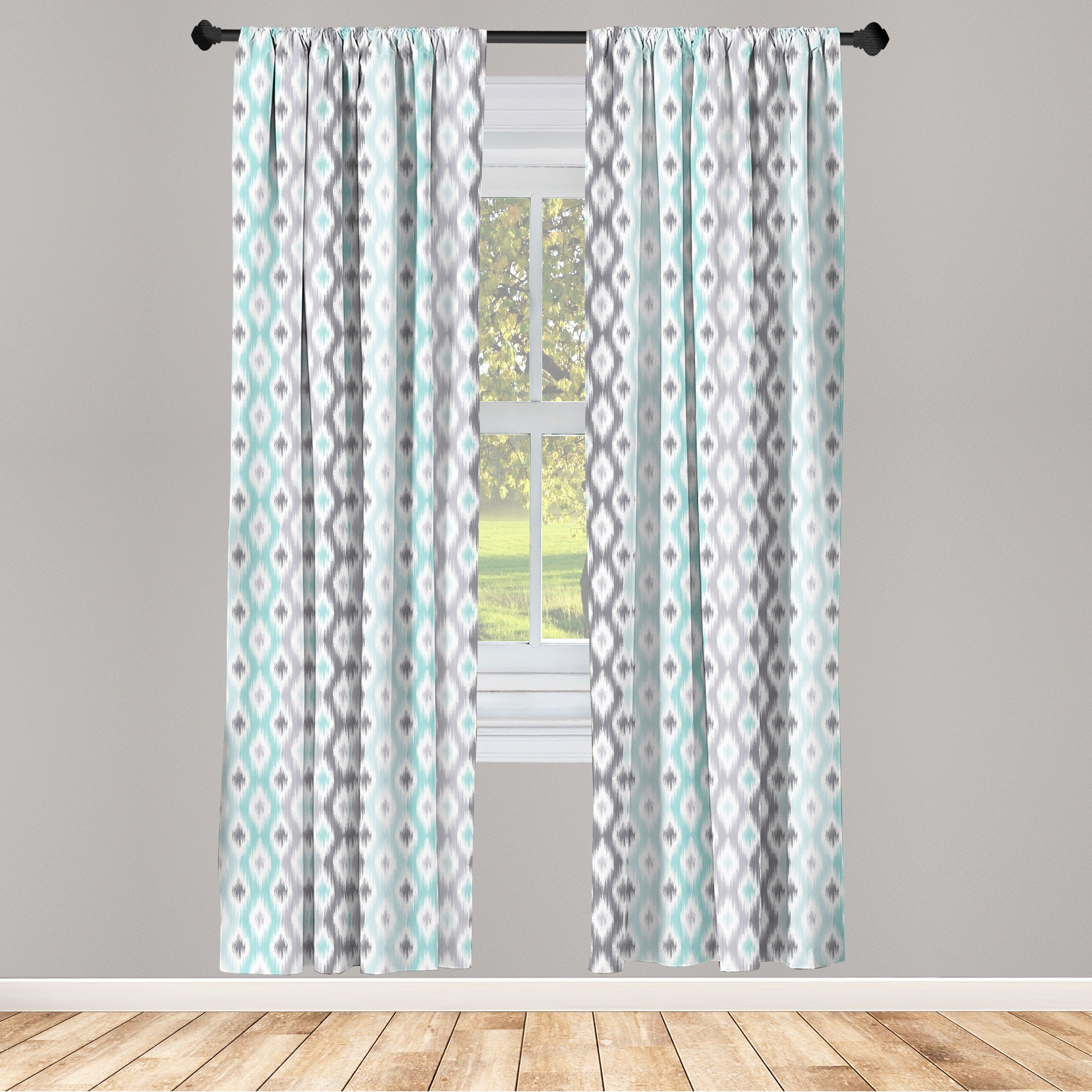 Gardine Vorhang für Wohnzimmer Schlafzimmer Dekor, Abakuhaus, Microfaser, Stammes Pastellfarbig Ogee Ornament
