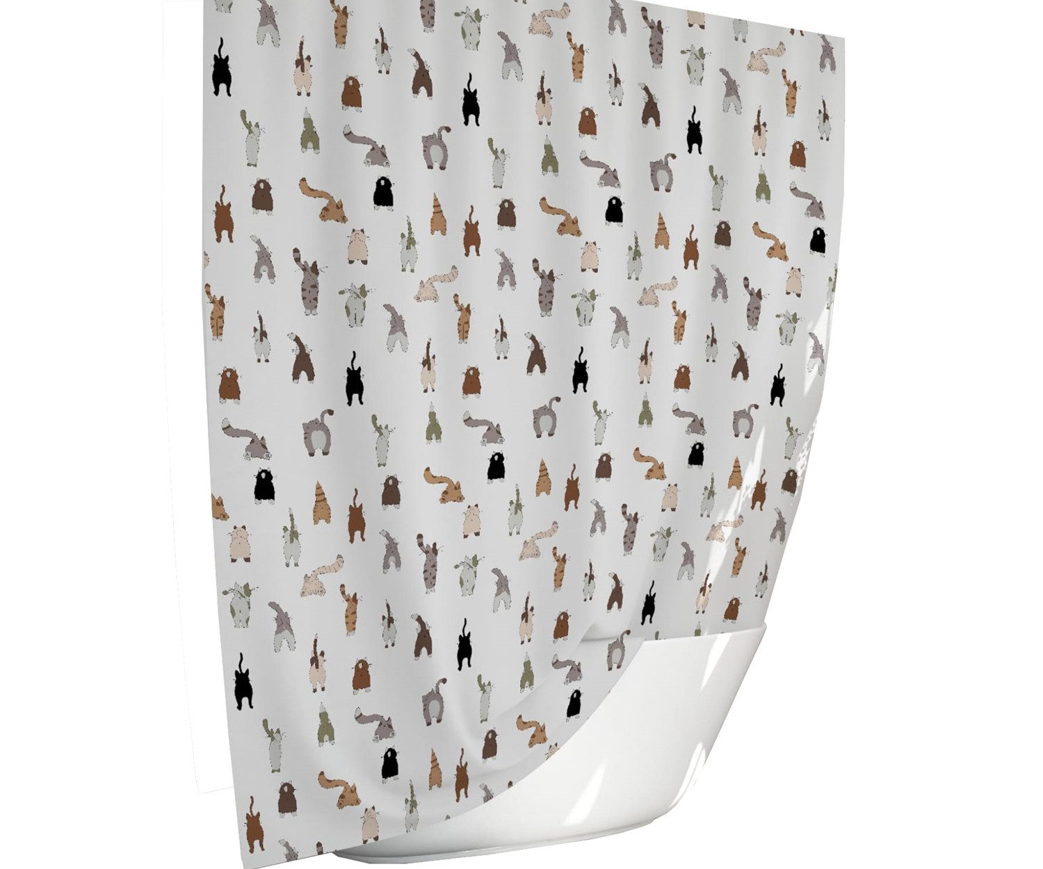 Ekershop Duschvorhang Textil Digitaldruck Katze CAT Kätzchen Hauskatze für Duschstange Breite 240 cm (inkl. Ringe), Höhe 200 cm, wasserabweisend, waschbar, bügelbar