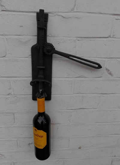 Deko-Impression Weinflaschenöffner Origineller Wand- Weinflaschenöffner Korkenzieher Gusseisen schwarz (1-tlg)