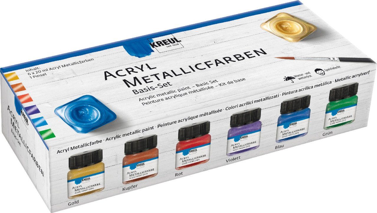 Kreul Künstlerstift Kreul Acryl Metallicfarben Basis 6er Set je 20 ml
