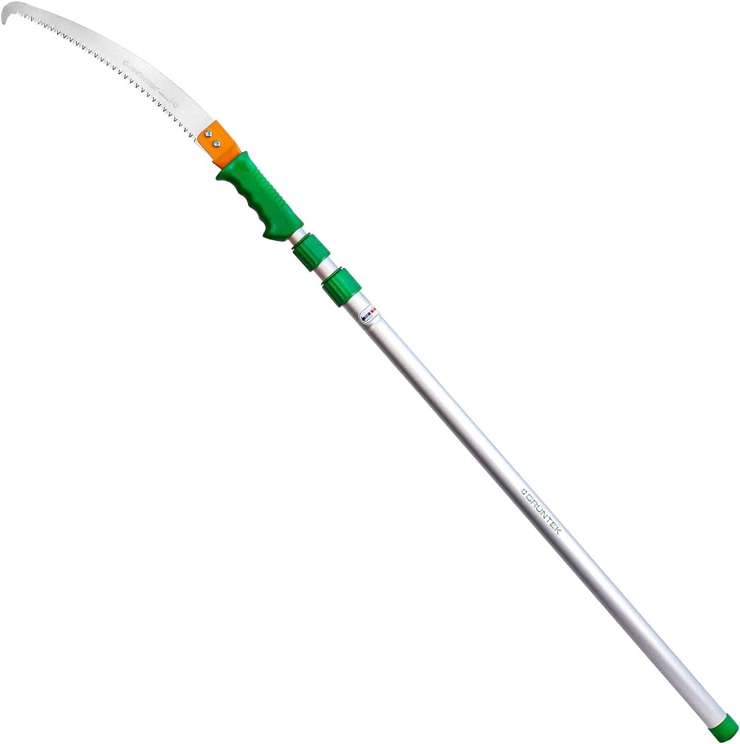 GRÜNTEK Gartensäge Teleskop Astsäge Set WELS, Handsäge 50 cm und Teleskopstange bis 240cm (passt zu Raupenschere Schwan Artikel-Nr. S07BH05YP2), mit 3D Zahnung, Sägeblatt Länge 350 mm, manueller Hochentaster