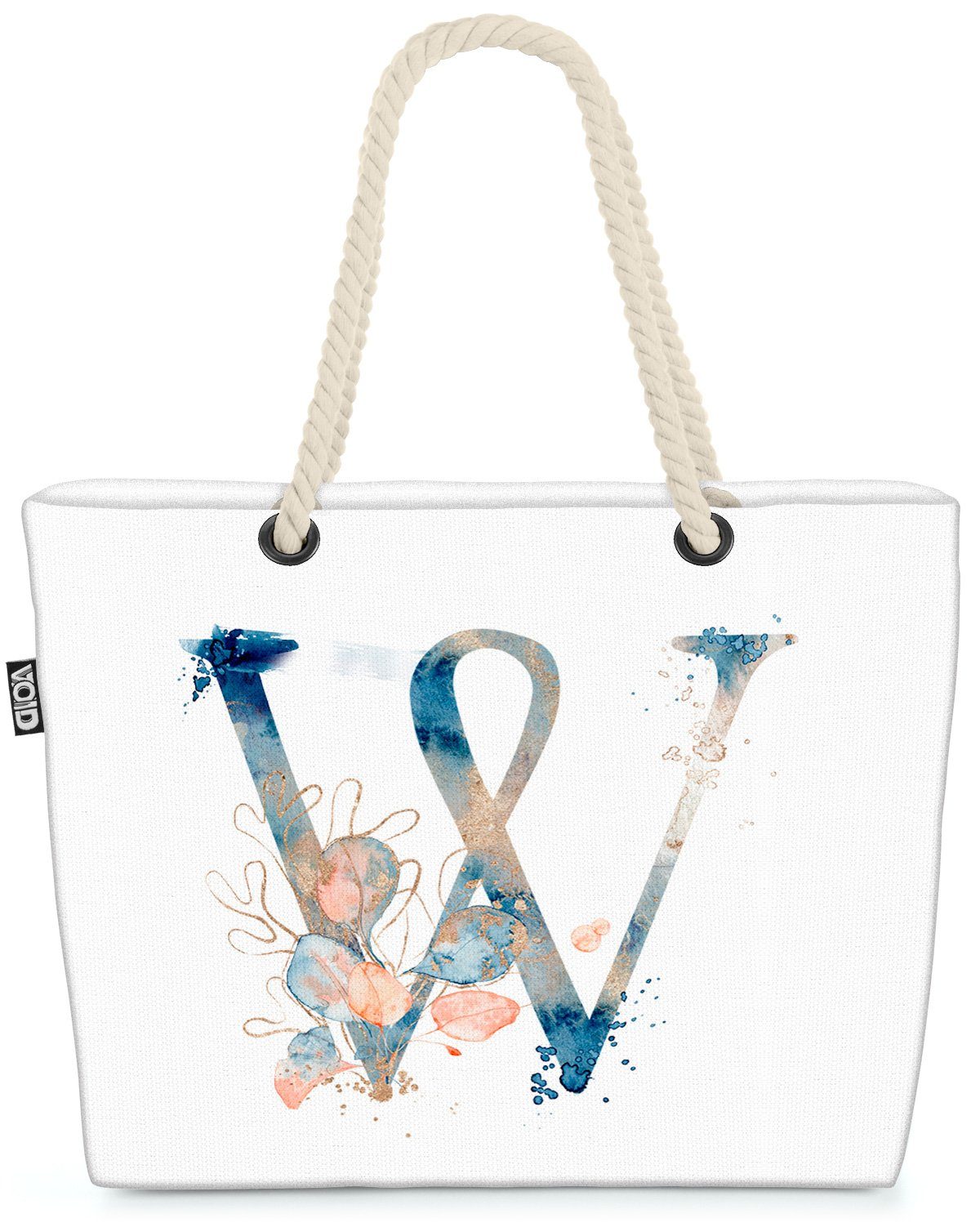 VOID Strandtasche (1-tlg), Namen Wasserfarben Buchstaben Namen Schrift W Buchstabe Geburtstag W