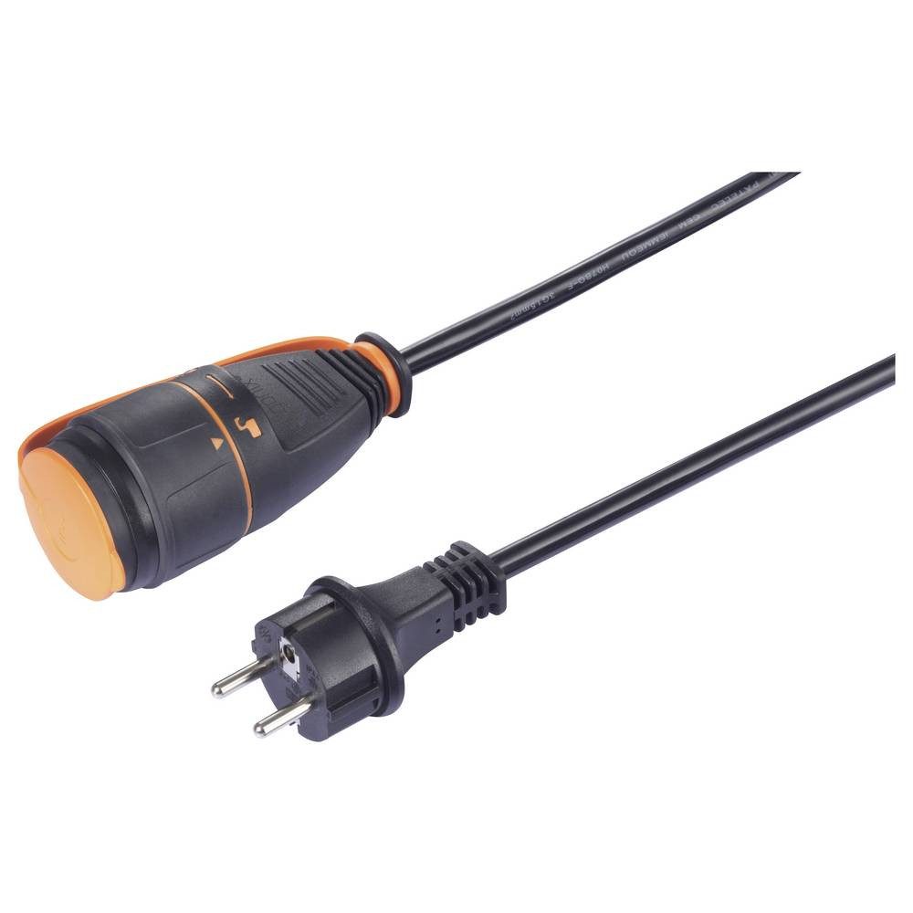 Sygonix Strom Verlängerungskabel Schwarz, Orange 5 m H07BQ-F 3G 1,5 mm² Verlängerungskabel, Spiralkabel, verriegelbar, witterungsbeständig