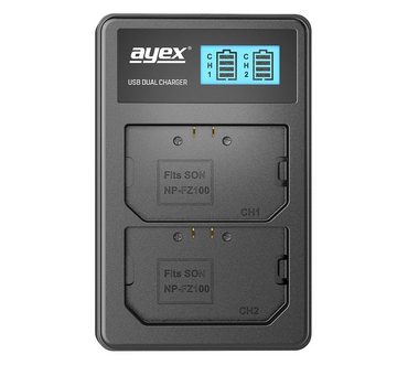 ayex 2x NP-FZ100 Akku für Sony 1x USB Dual- Ladegerät Kamera-Akku