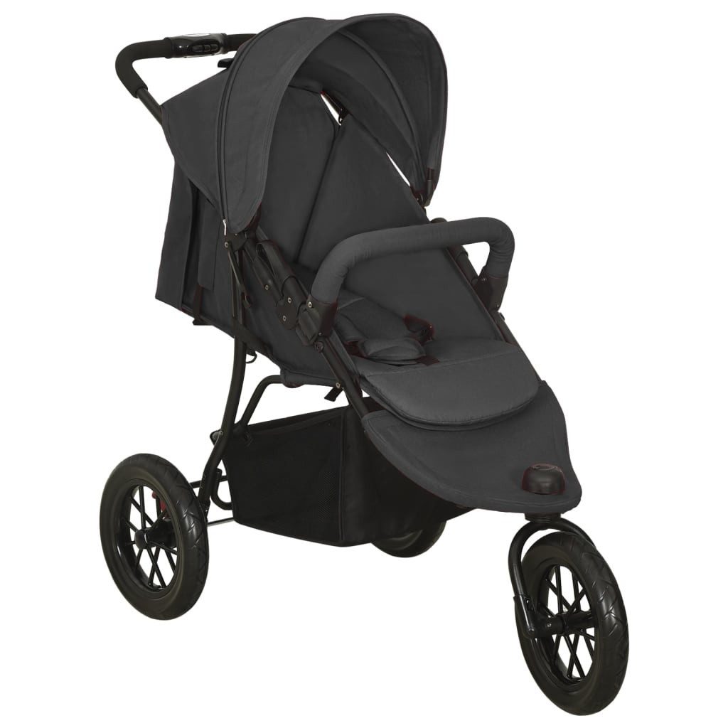 vidaXL Kombi-Kinderwagen Kinderwagen Kinderkarre Buggy 3-Rad-Buggy Karre Anthrazit Stahl