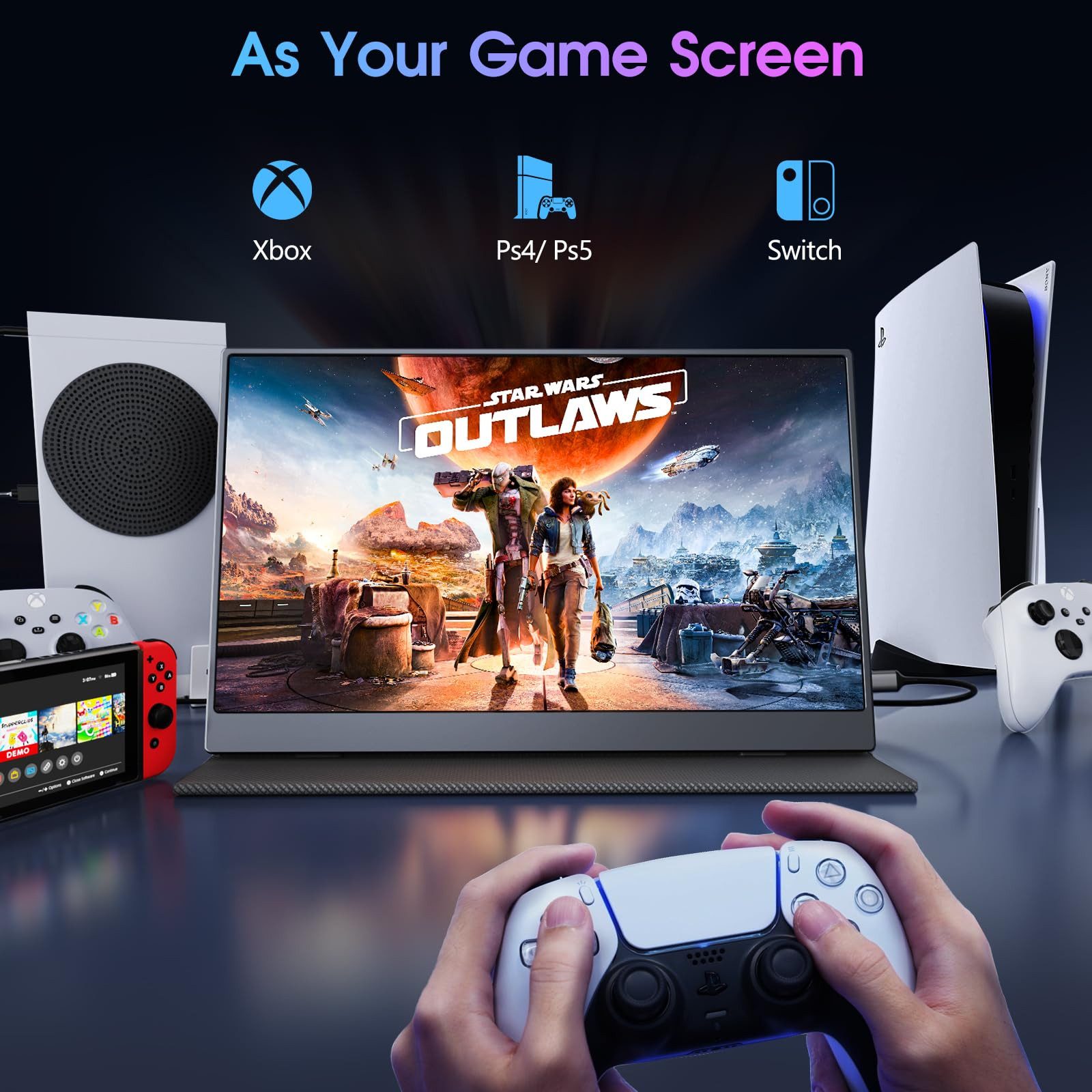 Bundviel Portable Monitor 15,6-Zoll tragbarer Monitor mit USB-C & HDMI, 1080P Portabler Monitor (40 cm/15.6 ", 1920 x 1080 px, FHD, 3 ms Reaktionszeit, 60 Hz)