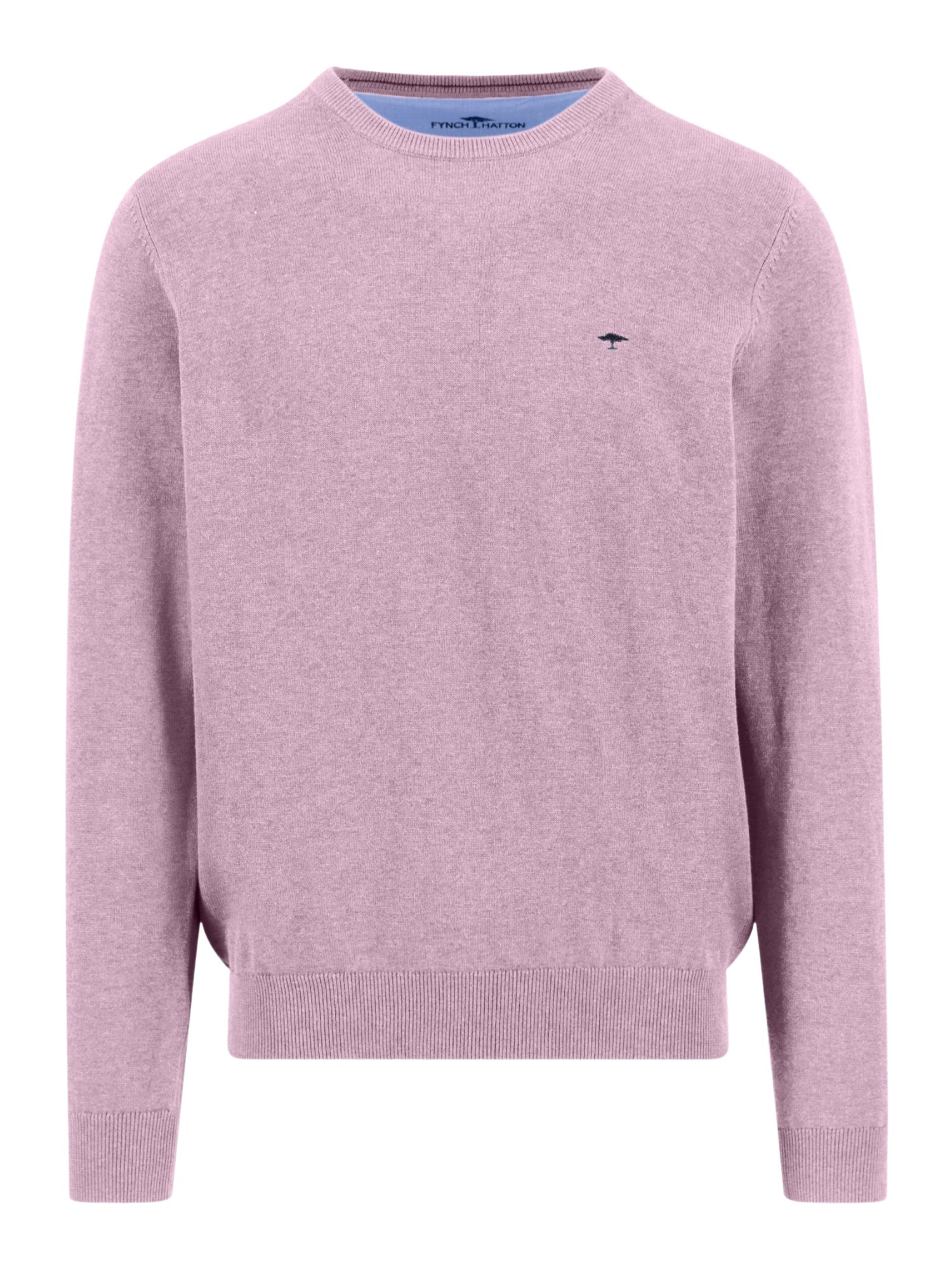 FYNCH-HATTON Strickpullover rosa,Basic,Baumwolle,Meliert,Rundhals,Lang,Casual Fit