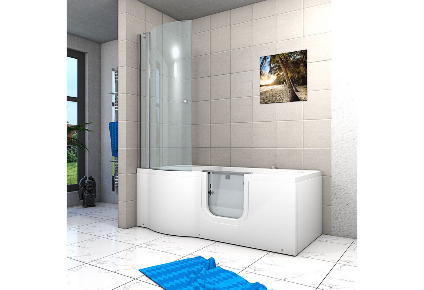 Thumbnail - AcquaVapore Komplettdusche AcquaVapore Seniorendusche Sitzwanne mit Tür S12D-AIR-R-ALL 85x170, Sicherheitsglas ESG, inkl...