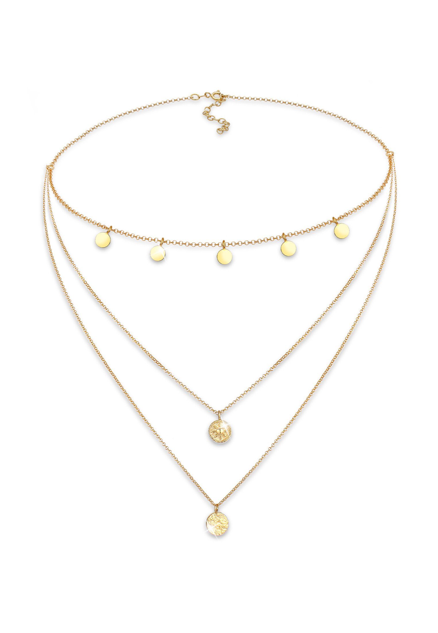 Elli Choker Kreis Rund Coin Layer Organic Vintage 925 Silber