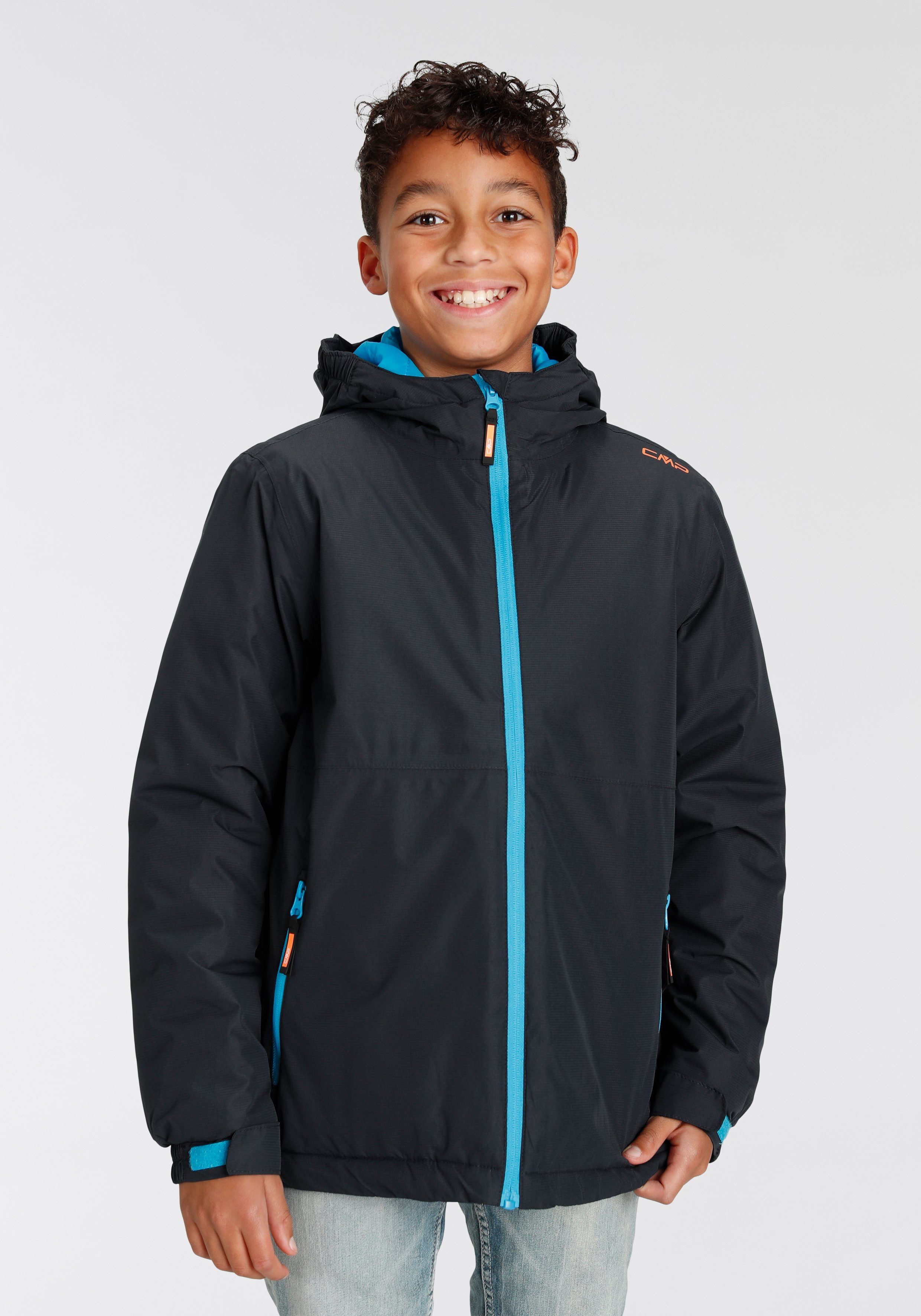 CMP Outdoorjacke KID JACKET FIX HOOD BLACK Atmungsaktiv trocknend - für Wärmend Kinder BLUE & & Schnell