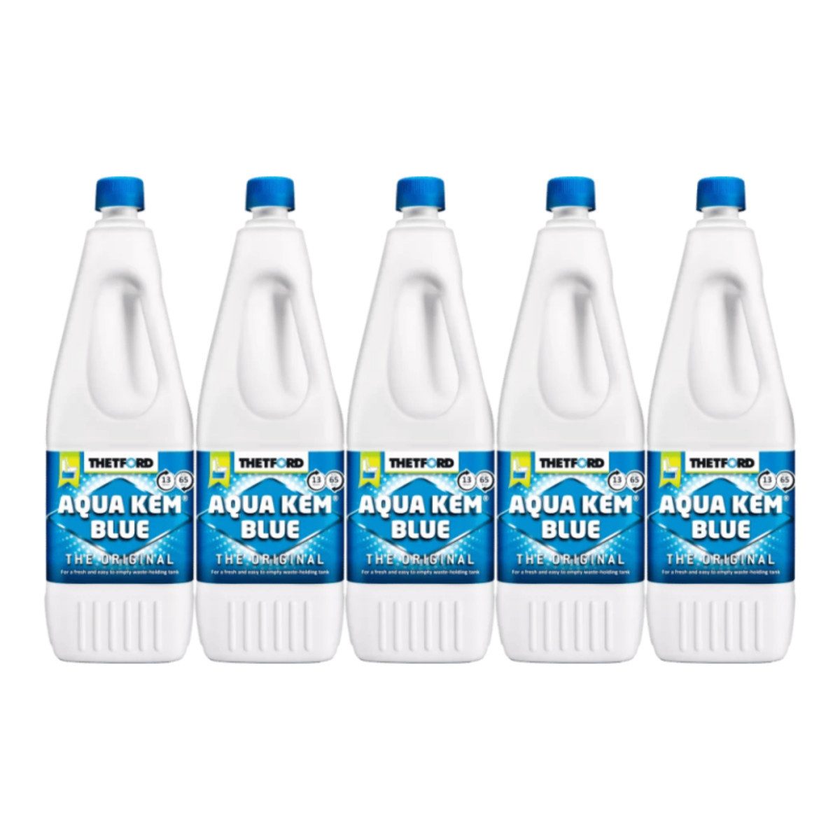 THETFORD Thetford Aqua Kem Blue 2 Liter Toilettenreiniger Sanitärflüssigkeit WC-Reiniger (Set, [5-St. 2 Liter Flasche Sanitärflüssigkeit für die Toilette Thetford, Aqua Kem Blue, 2 Liter, Für Campingtoiletten)