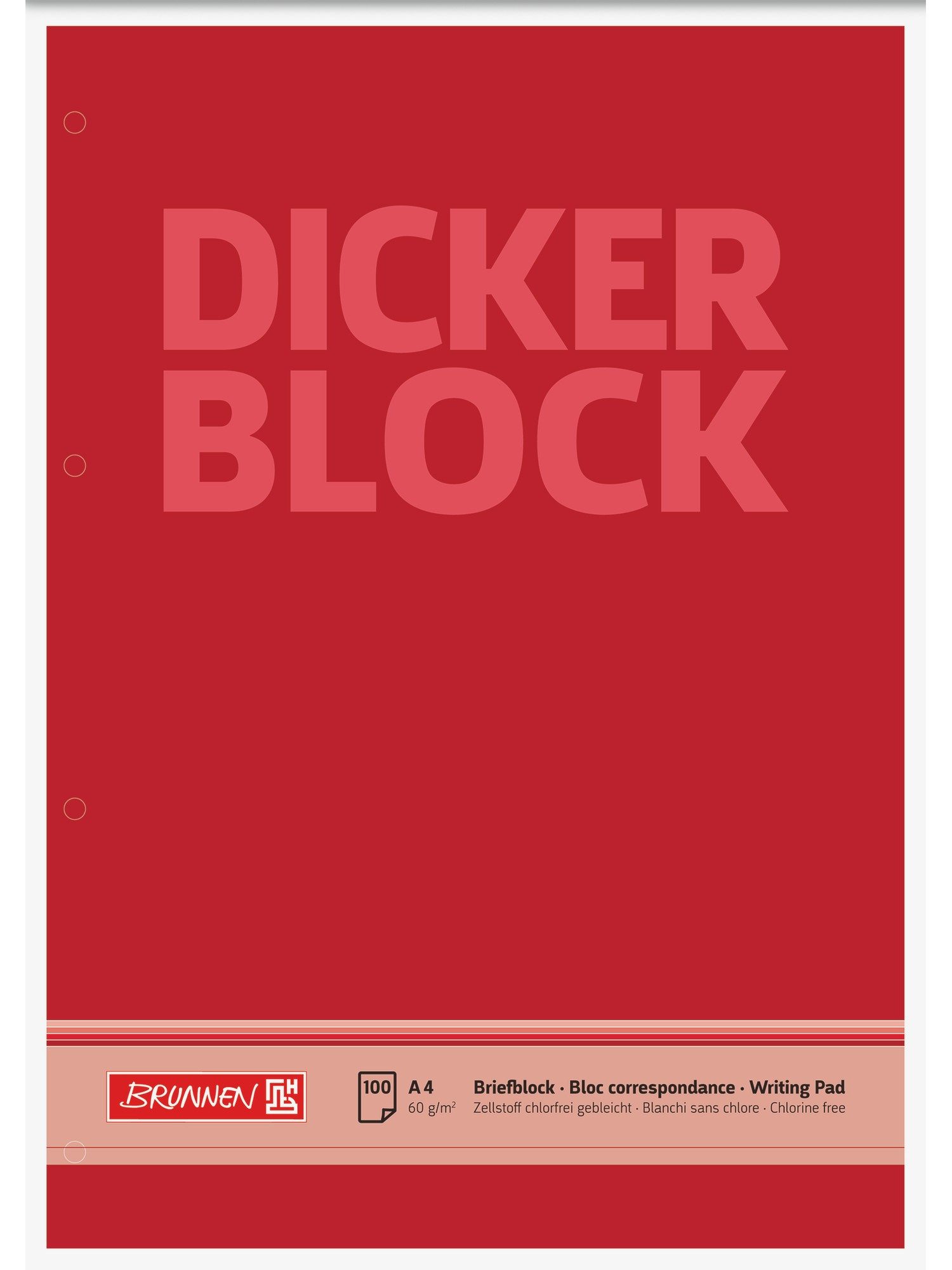 Baier Kindersitz Briefpapier Briefblock Dicker Block A4 100 Blatt unliniert rot