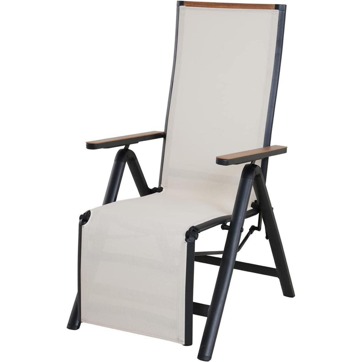 LuxusKollektion Gartenliege Liegestuhl klappbar Aluminium Hochlehner Beige Liegestuhl