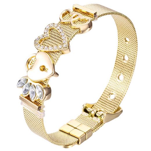 Heideman Armband »Milanaise gold«, mit verschiedenen Charms "Herz" und "Schloss"