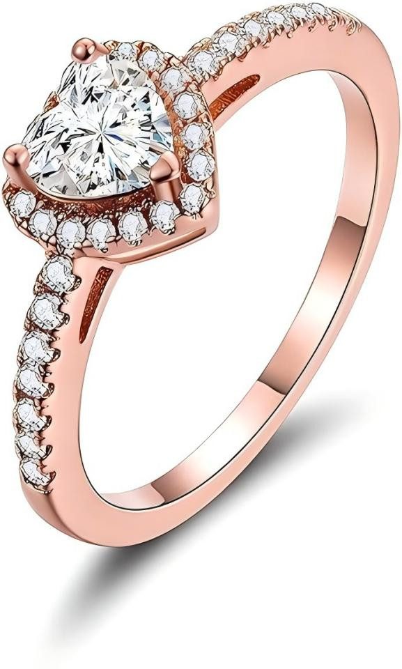 Jumpeak Verlobungsring Labor-Diamant 1ct,Diamantring,Gold ring,Solitär,Trauring,Promise Ring, D,VS,14K Gold,Herzform Ring,Halo Design,Geschenk Frau,Valentinstag