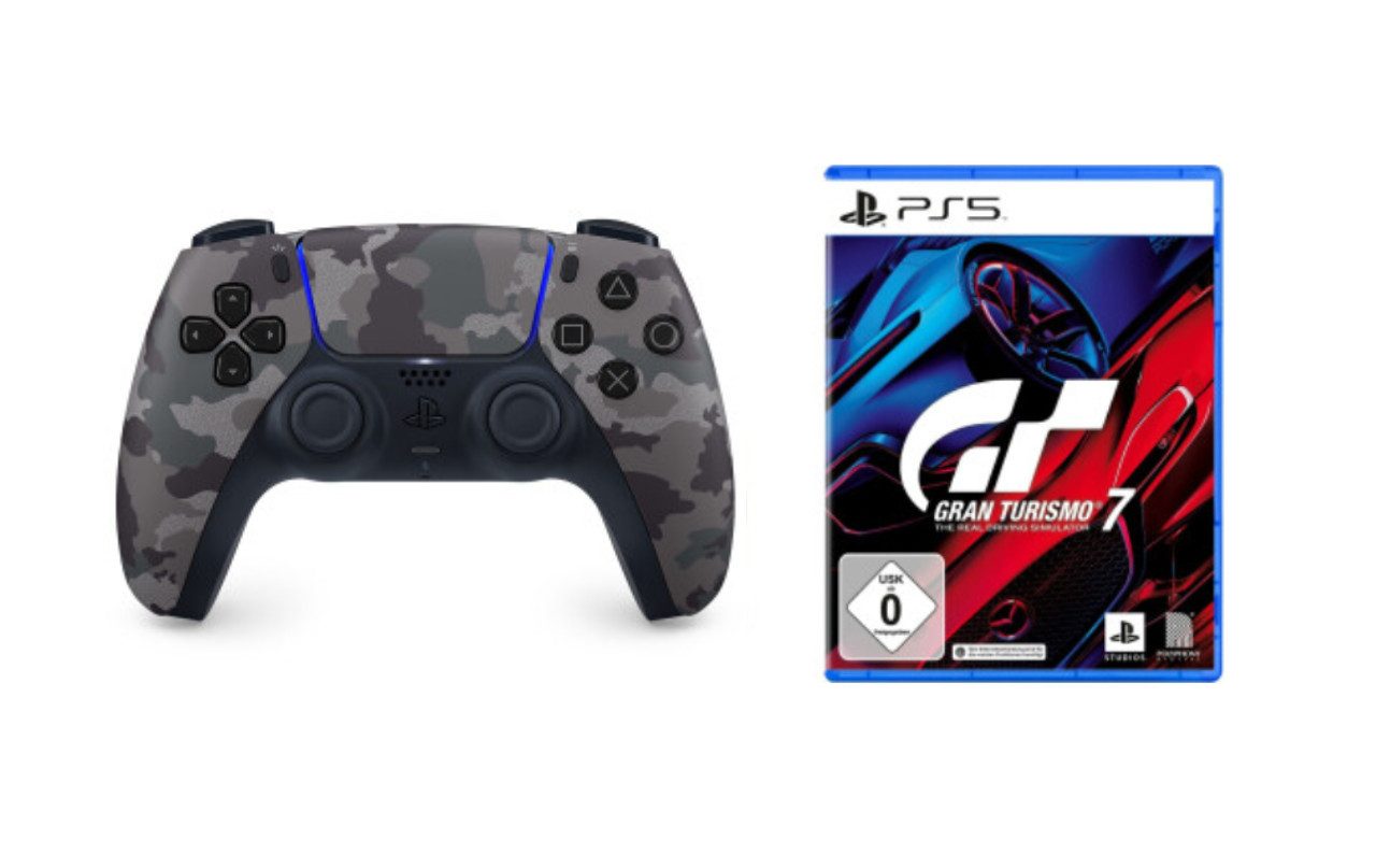 Playstation PS5 Controller Grey Camouflage inkl. Gran Turismo 7 PS5 DualSense Wireless-Controller (Spiele-Set, inkl. Gran Turismo 7)