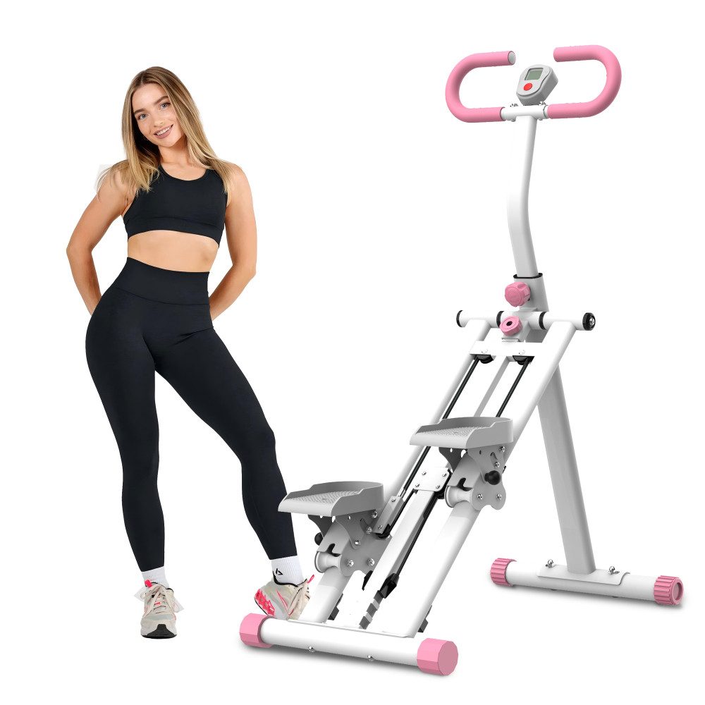 BBG Heimtrainer Stair Stepper Trainingsgerät für Zuhause, einstellbarer Widerstand, ABS/Stahl, faltbar für Heim-Fitnessstudio und Büro