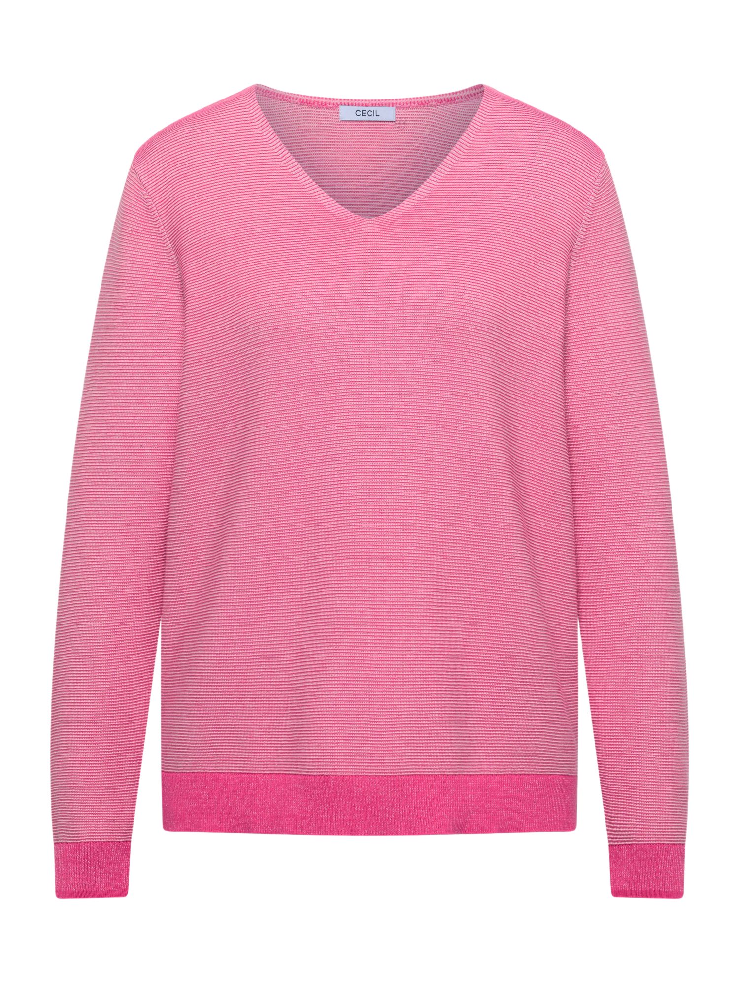 CECIL Langarmshirt rosa,Casual,Baumwolle,Mehrfarbig,V-Ausschnitt,Langarm,Regular Fit