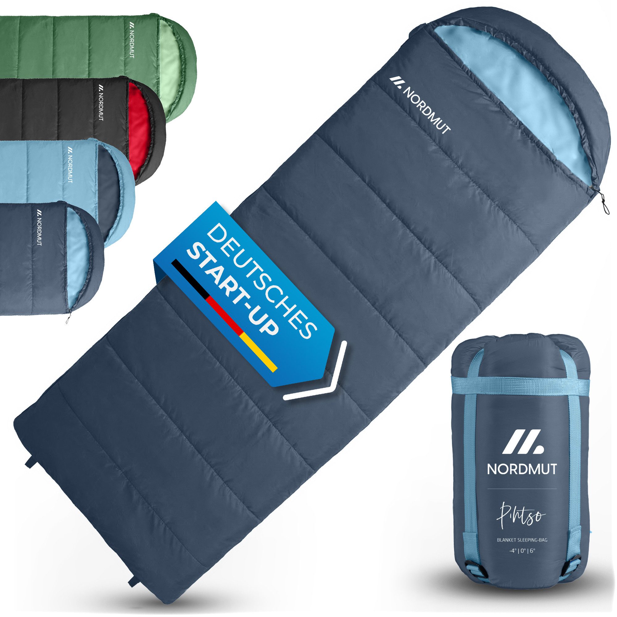 Nordmut Deckenschlafsack Sommer 3 Jahreszeiten Camping Outdoor, kleines Packmaß, leicht, warm (Spar-Set, 1 tlg., Nordmut Pihtso + Kompressionsbeutel), wasserabweisend, atmungsaktiv, YKK 2-Wege-Reißverschluss, Erwachsene