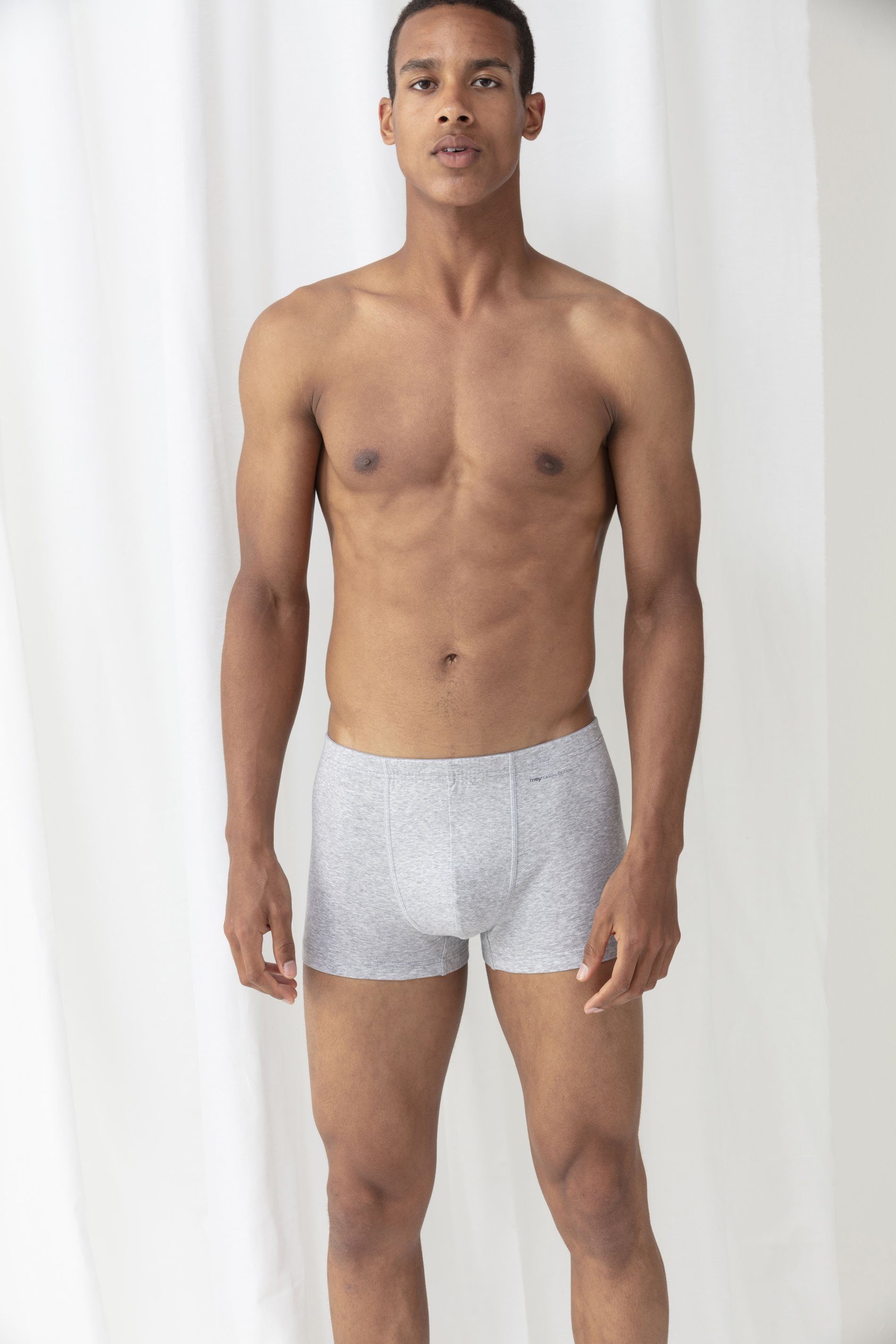 Light Melange Boxershorts Grey Tragegefühl Natürliches Uni 1) (1-St., Cotton Serie Casual Mey