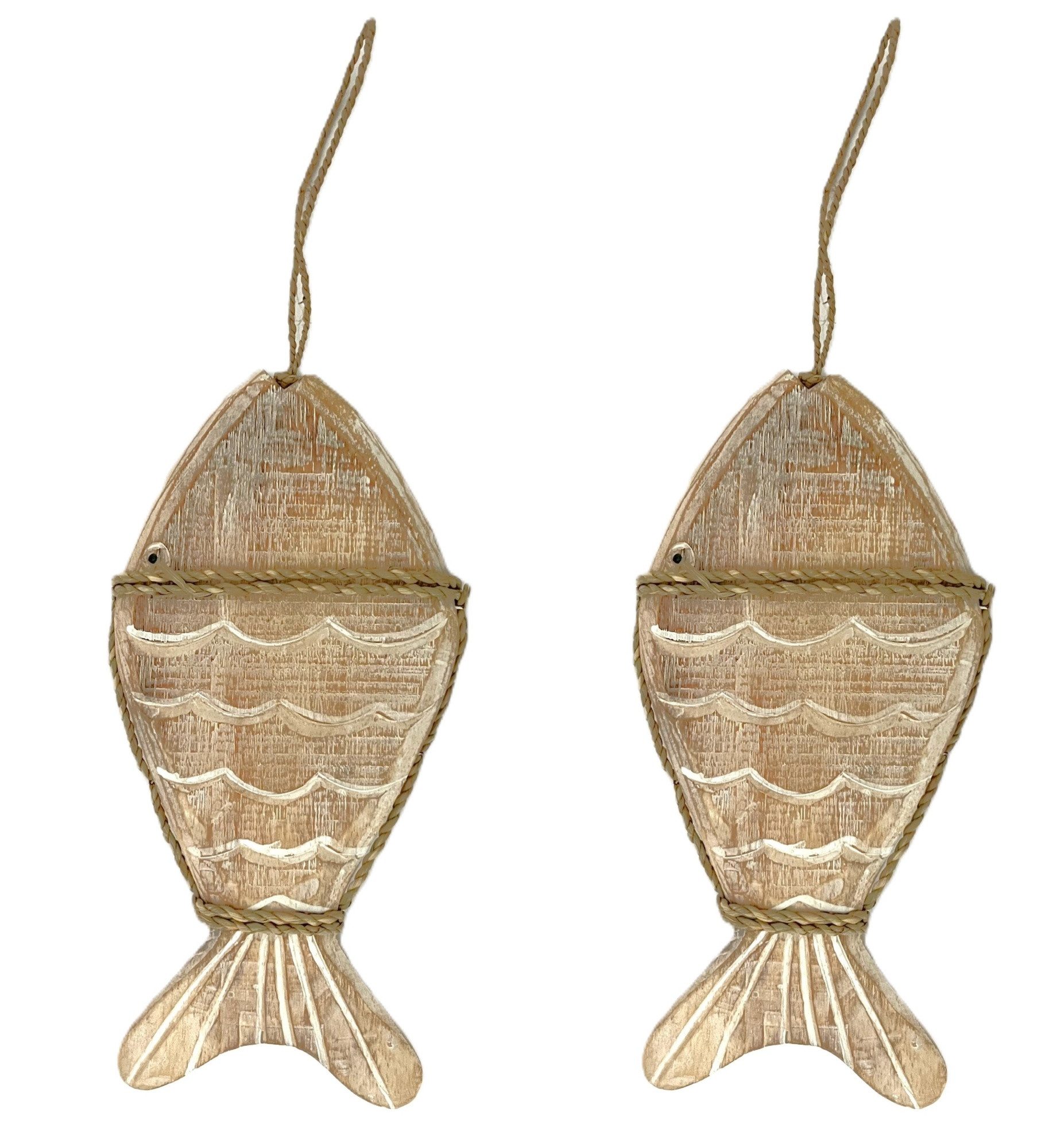 VARIOS Dekohänger Fisch Deko Hänger Sommerlich Holz Maritim 2er Set 30 cm, Handmade