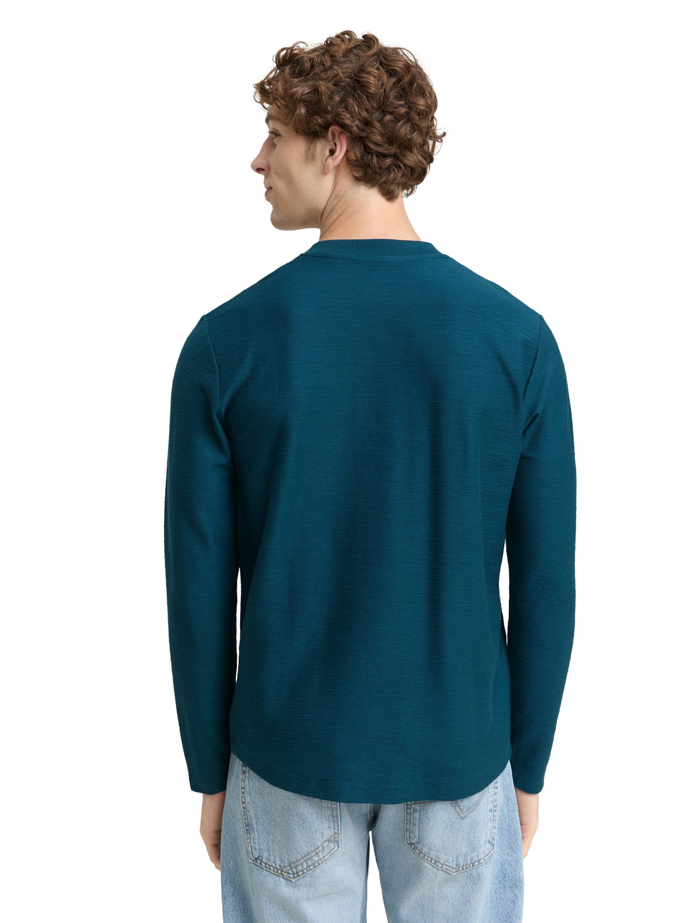 TOM TAILOR Denim Langarmshirt mit Knopfleiste