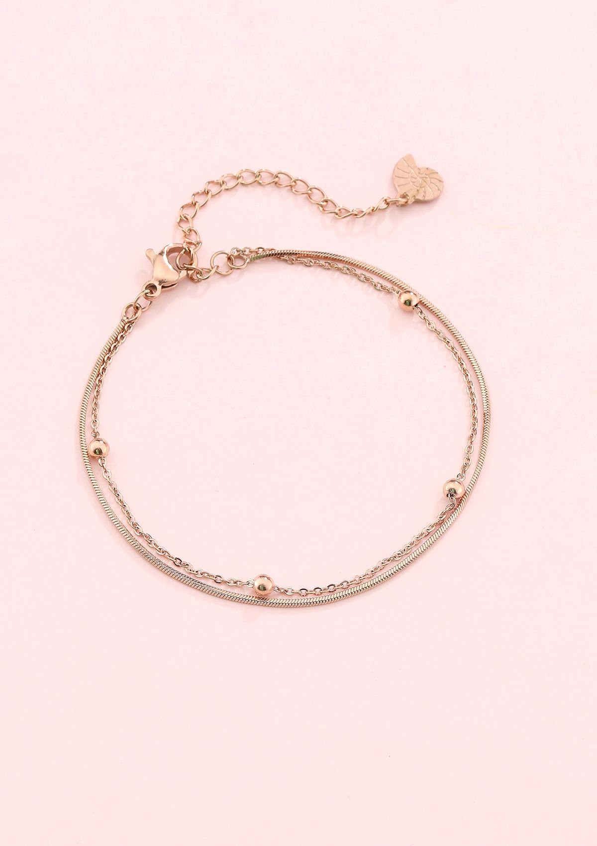 Hey Happiness Edelstahlarmband Damen Layer Kugeln, Kettchen 18K Gold Roségo günstig online kaufen