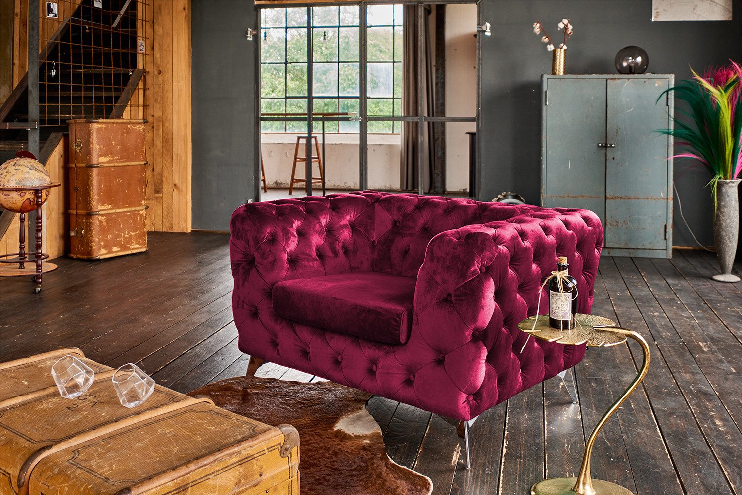 KAWOLA Sessel NARLA, Chesterfield Loungesessel Velvet günstig online kaufen