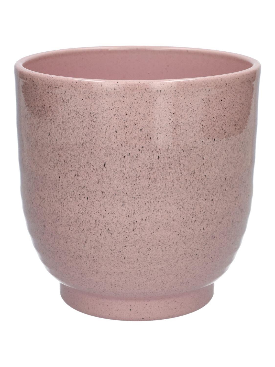 INNA-Glas Blumentopf Pflanzgefäß DARWONU, mit Sprenkeln, Keramik, altrosa, 27cm, Ø26,5cm