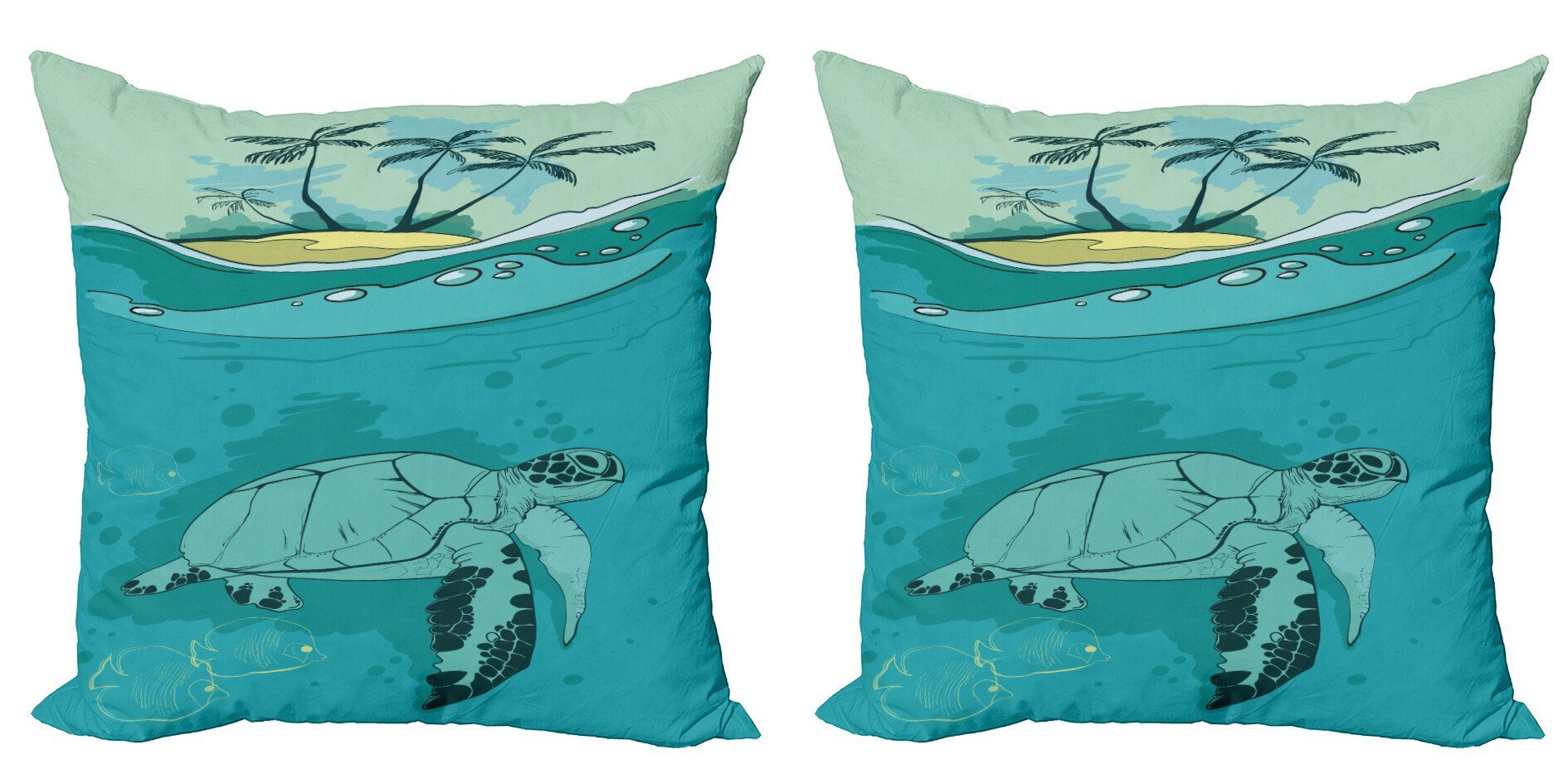 Kissenbezüge Modern Accent Doppelseitiger Digitaldruck, Abakuhaus (2 Stück), Ozean Sea Turtle Exotic Island