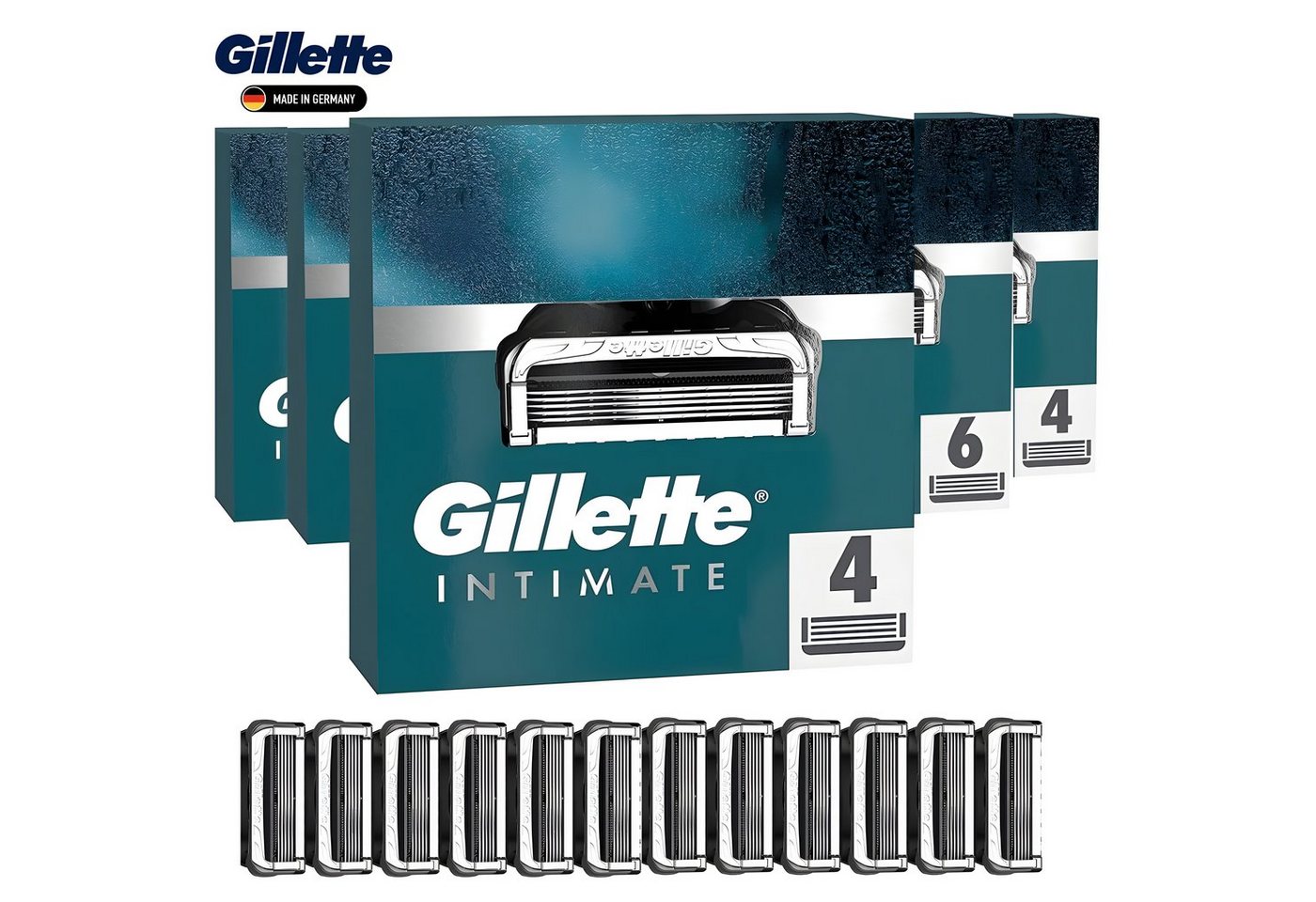 Gillette Rasierklingen Intimate, 4-tlg., Spar-Set - 4, 6, 8, 12, 20 x Klingen, sanft zur empfindlichen Intimhaut, Made in Germany