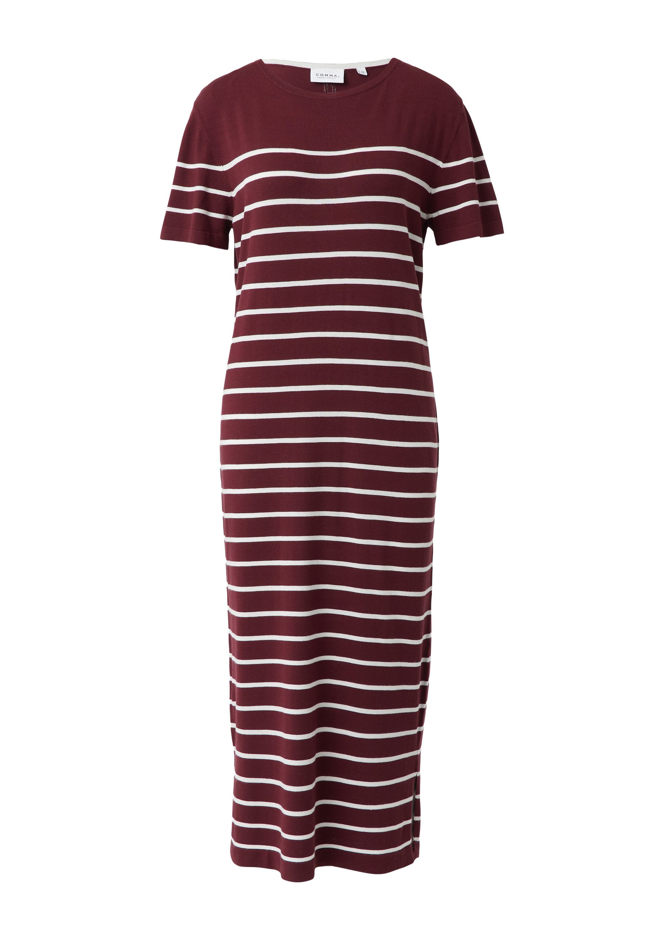 comma Maxikleid Kleid Gestreiftes Midikleid aus Feinstrick