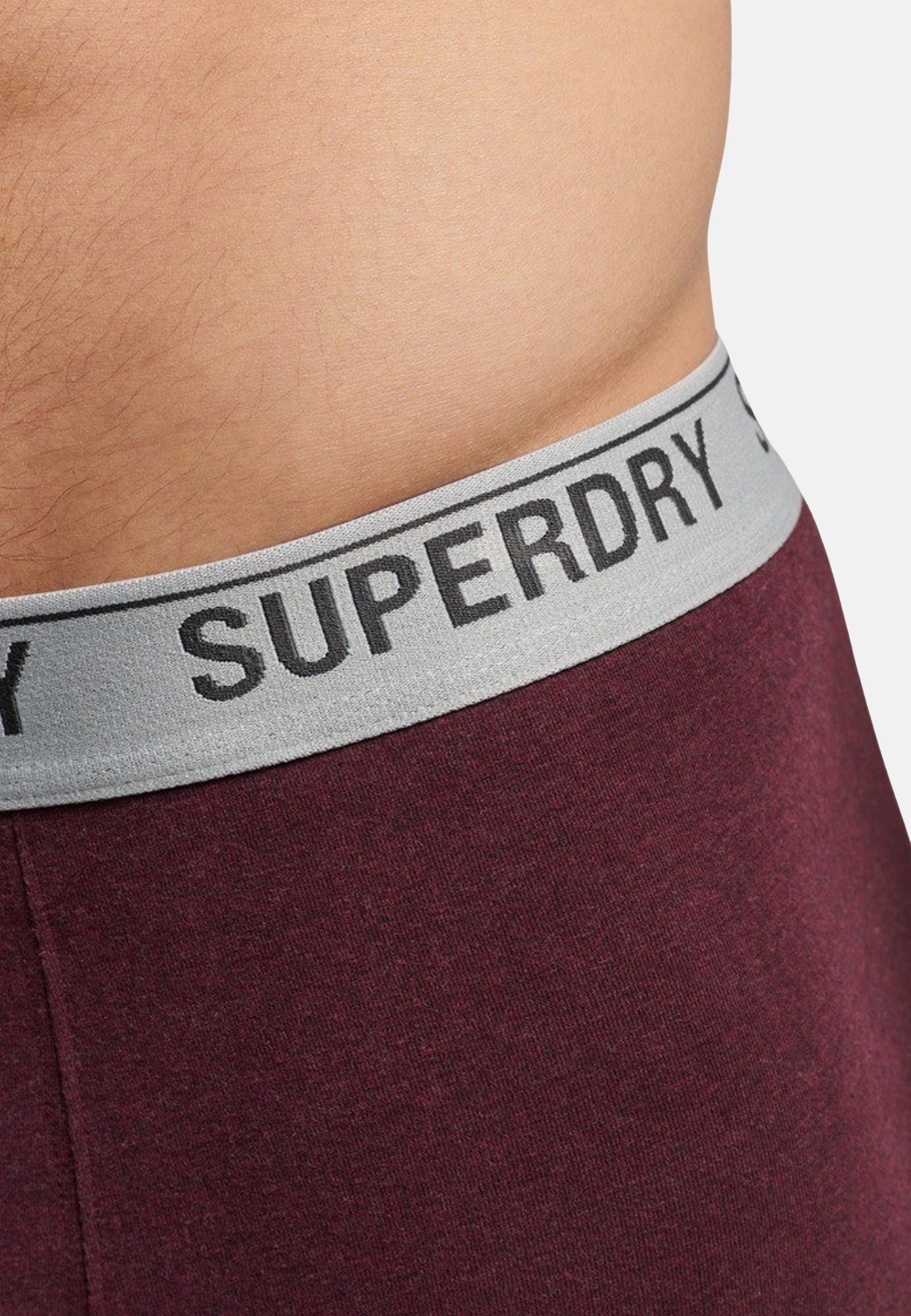 (3-St) Trunks Enganliegende Unterhose Boxershorts Superdry 3er Boxershorts rot