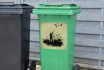 MuchoWow Wandsticker Eine Illustration der Jagd auf Enten (1 St), Mülleimer-aufkleber, Mülltonne, Sticker, Container, Abfalbehälter