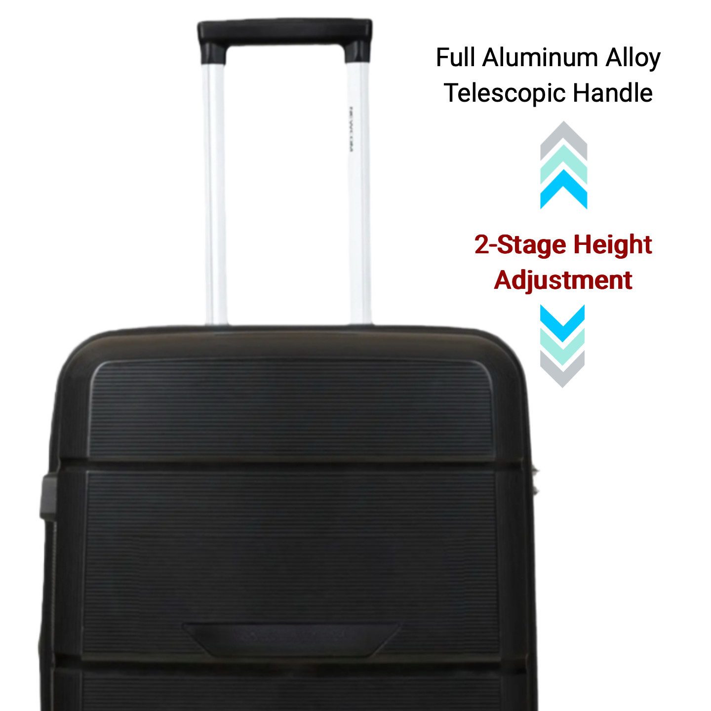 NEWCOM Hartschalen-Trolley Reisekoffer Erweiterbar, Hartschale Koffer mit TSA-Schloss, PP, 4 Rollen, 24 Zoll/L, Schwarz, ultraleichter & robuster Check-in Koffe – Bild 5 von 5